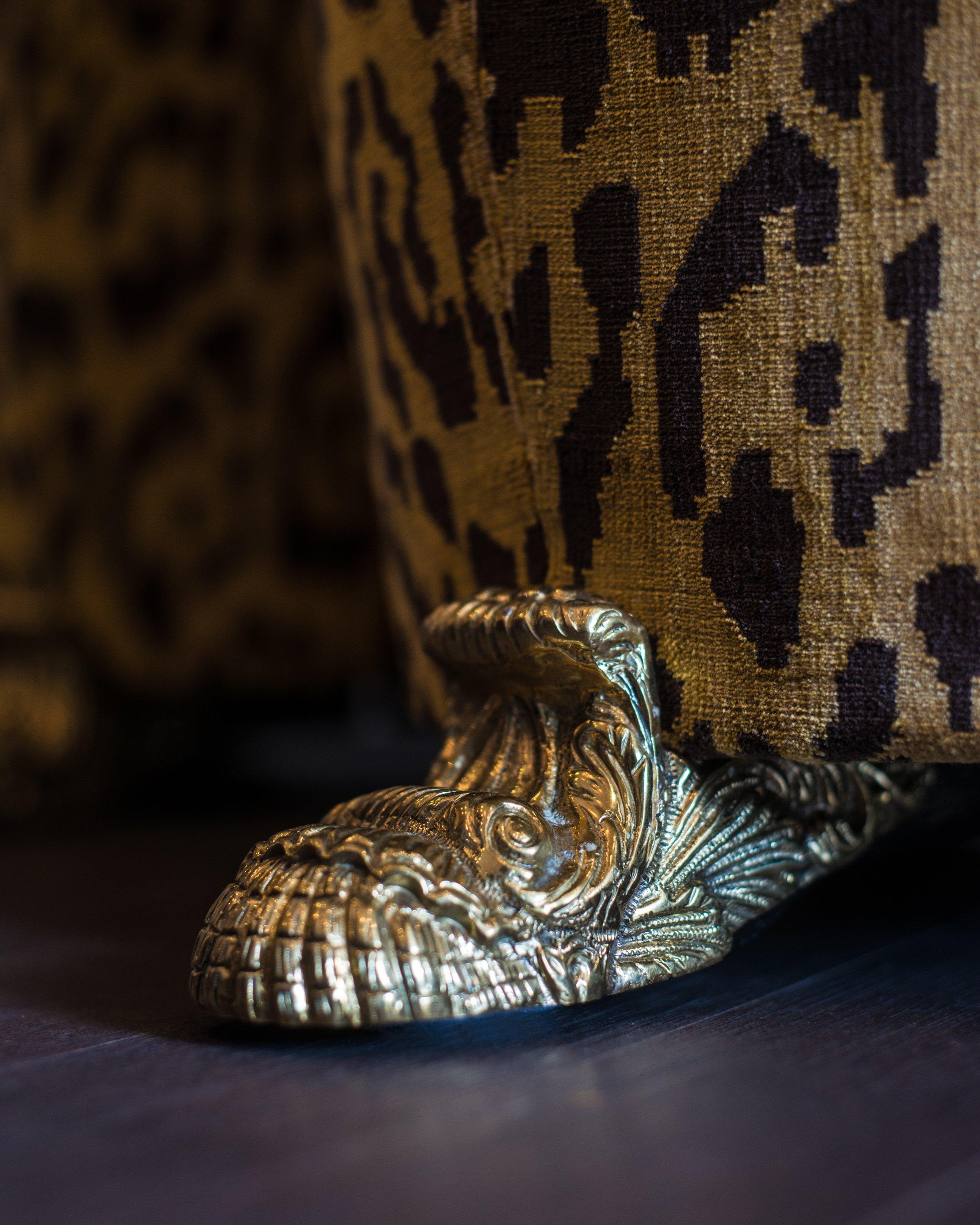 Canadian Pair of Studio Maison Nurita Bevilacqua Leopard Tables with Bronze Scroll Legs