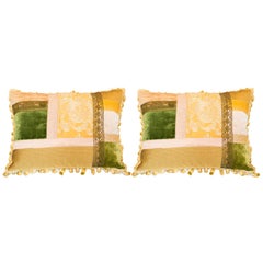 Pair of Studio Maison Nurita Patchwork Silk and Cut Pile Velvet Pillows