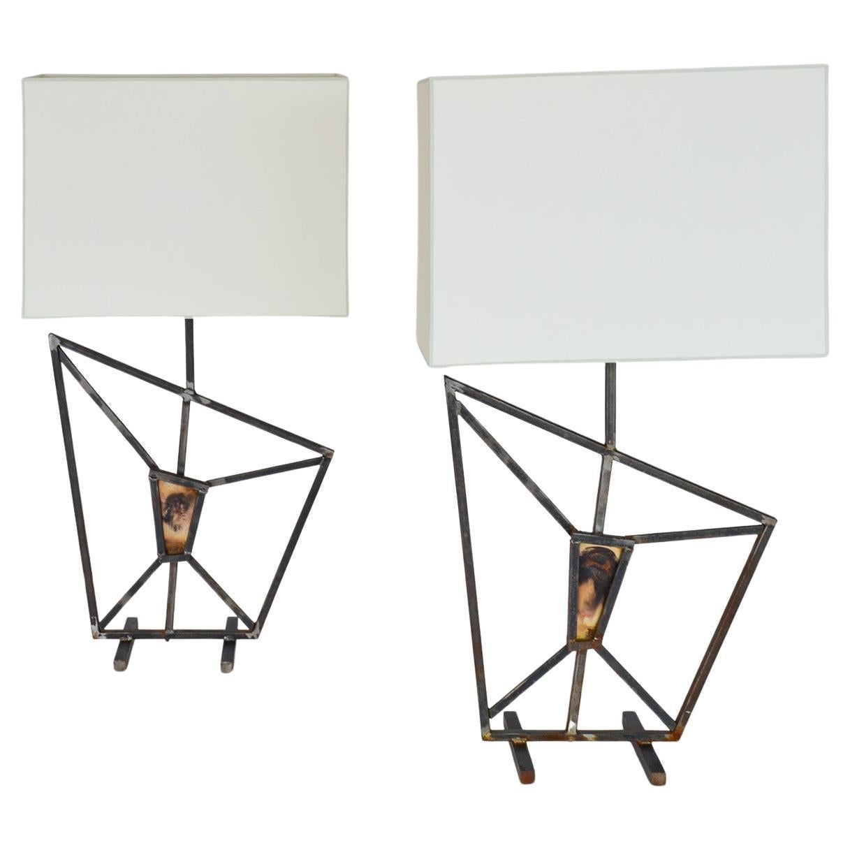 Pair of Table Lamps Style of Curtis Jere, USA 1970’s
