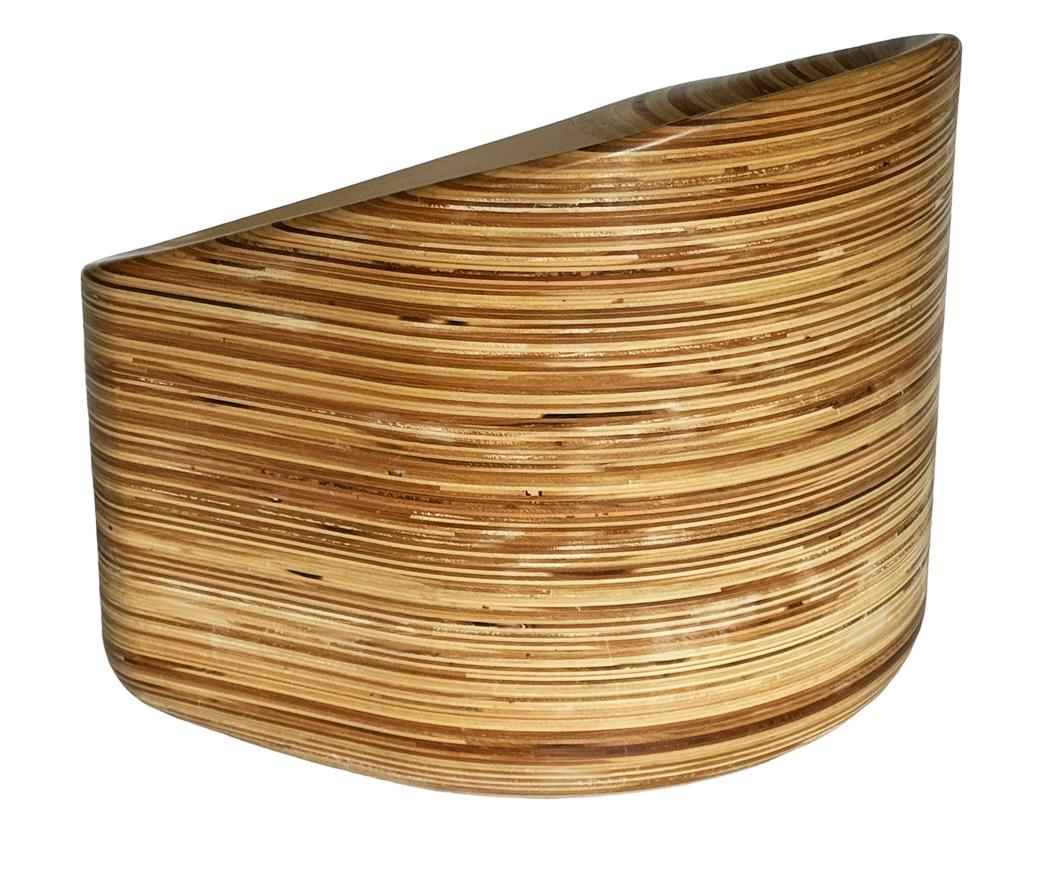 Paar Studio Organic Modern Stacked Laminated Mixed Woods Loungesessel Hocker aus gemischten Hölzern (21. Jahrhundert und zeitgenössisch) im Angebot