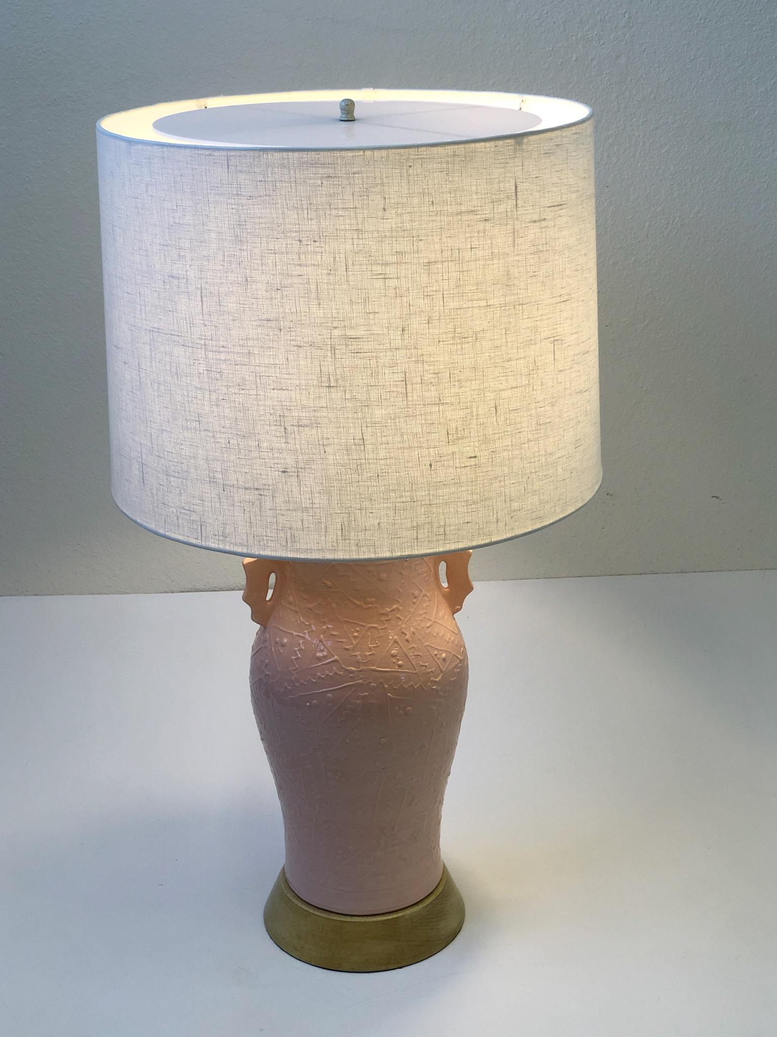 Late 20th Century Pair of Studio Pink Ceramic Table Lamps by Roy Hamilton for Steve Chase