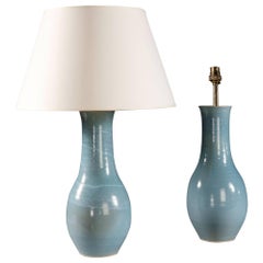 Pair of Studio Pottery Celadon Glaze Lamps