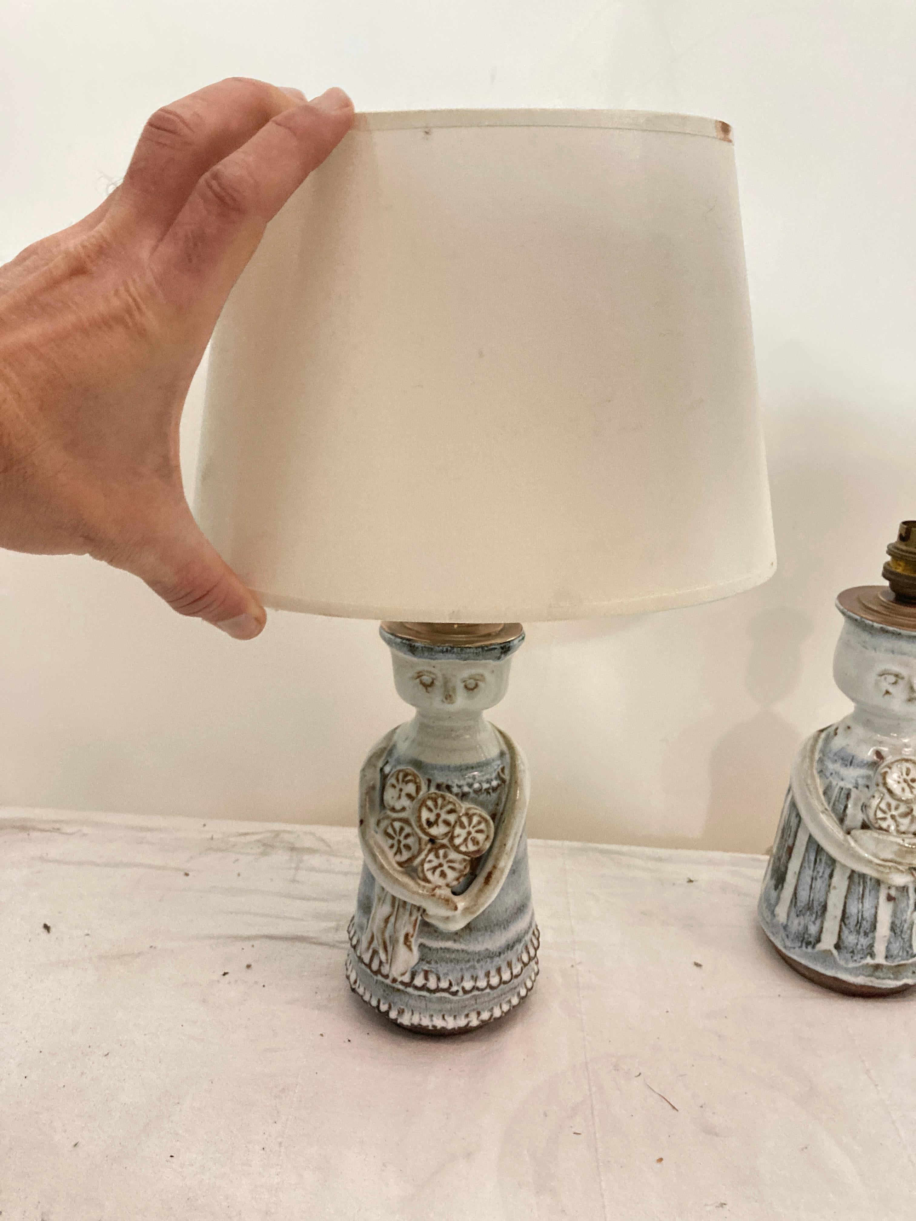 Very nice pair of studio pottery table lamps
1970's
Vallauris
France
Re-wired
