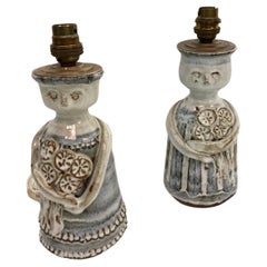 Vintage Pair of Studio pottery ceramic lamps By Vallauris