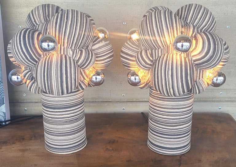 Pair of Studio Pottery Spore Table Lamps by Lewis Trimble  For Sale 1
