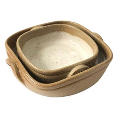 Pair of Studio Pottery Square Serving Trays