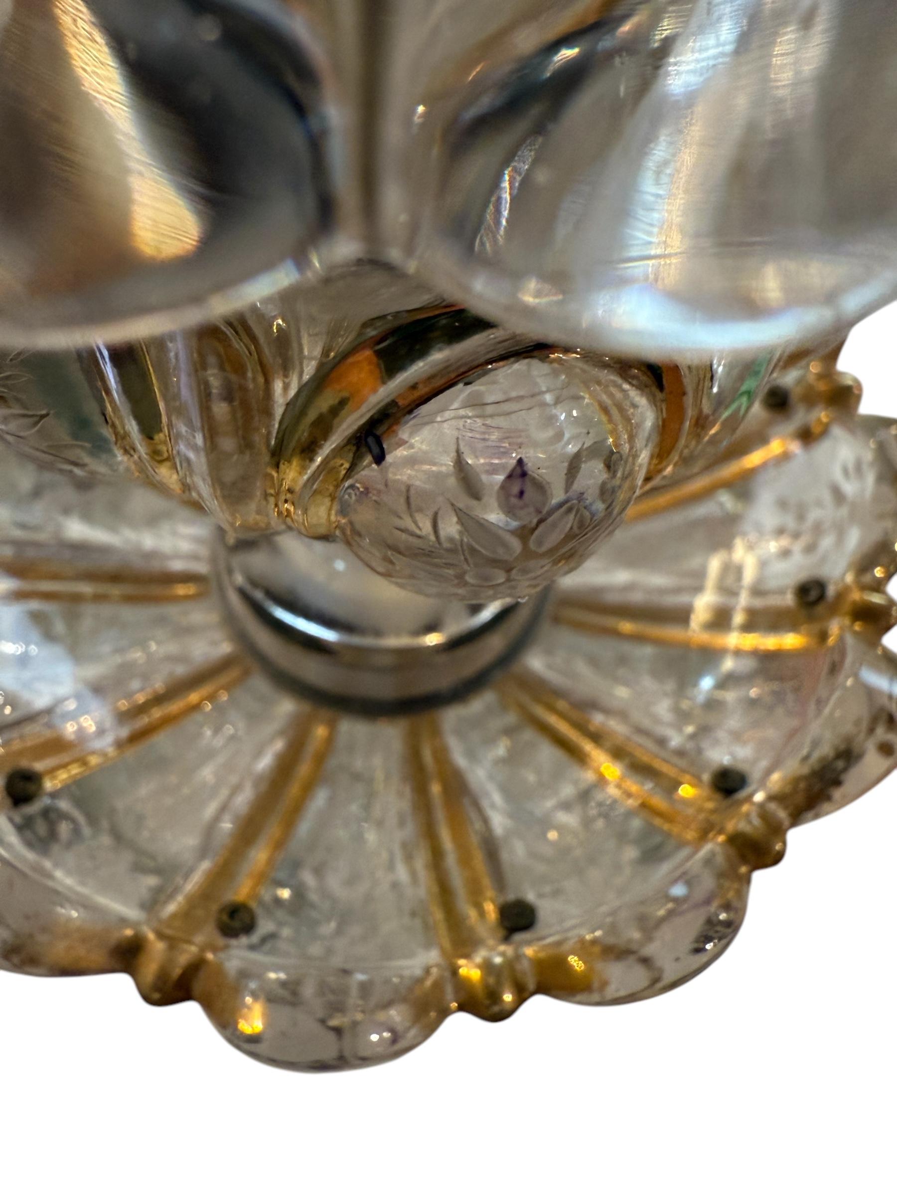 XX secolo Pair of Stunning Antique Baccarat Luster Candlesticks With Gilt Highlights in vendita