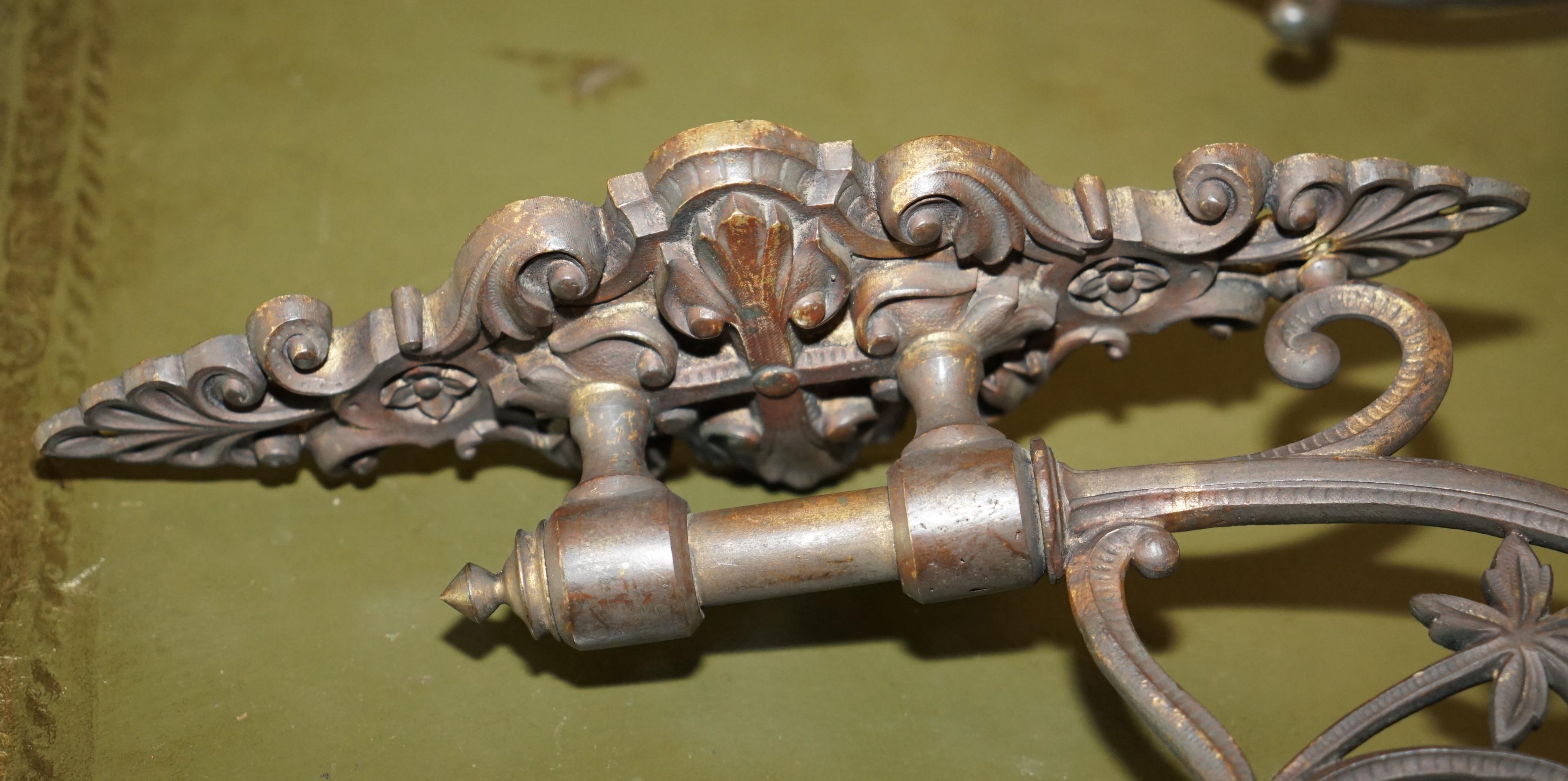 PAIR OF STUNNING ANTIQUE GILT BRONZE VERY LARGE CANDLE SCONCE WALL LIGHT HOLDERs For Sale 4