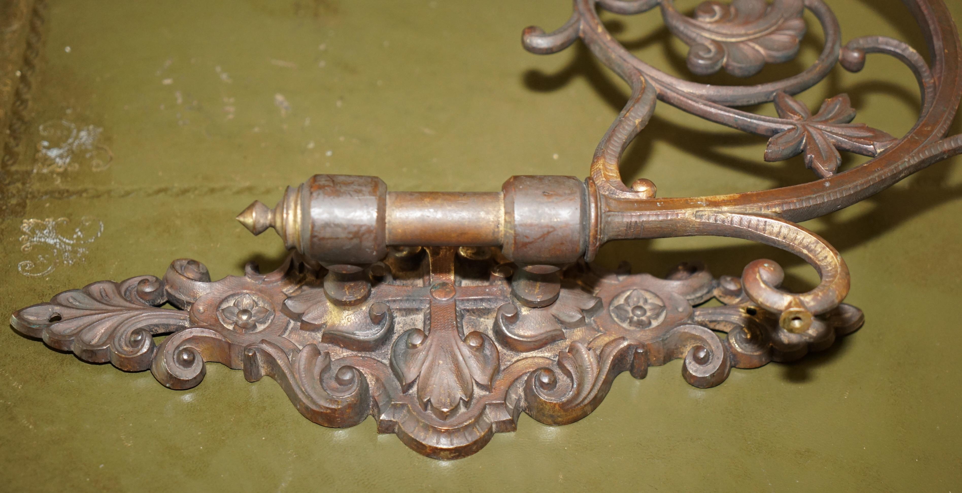 Bronze PAIR OF STUNNING ANTIQUE GILT BRONZE VERY LARGE CANDLE SCONCE WALL LIGHT HOLDERs For Sale