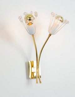 Ein Paar atemberaubende Wandleuchter aus Messing und Glas, entworfen von Emil Stejnar, 1960er Jahre