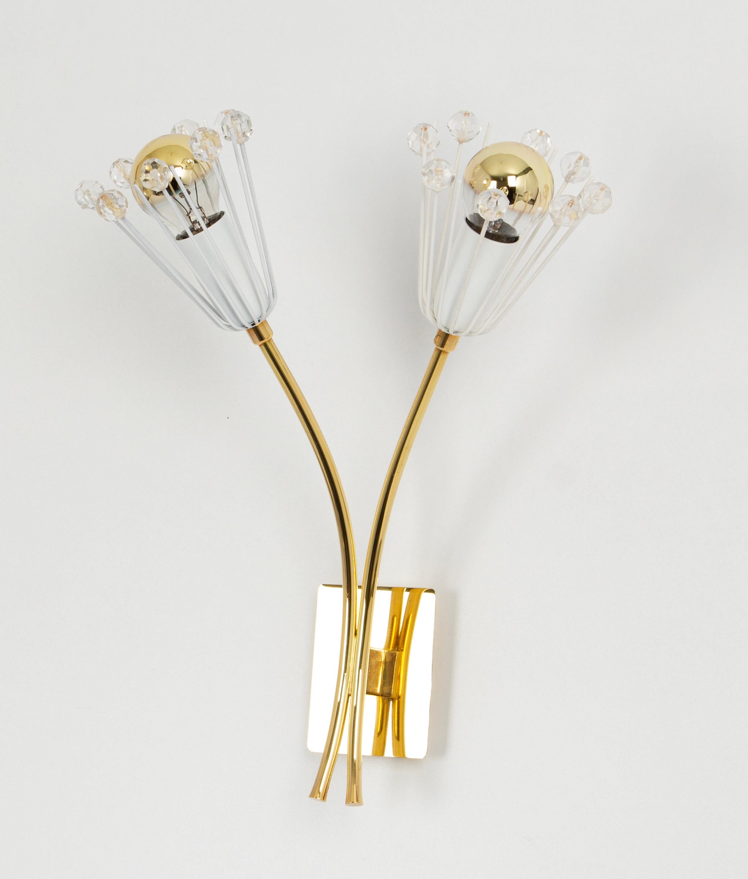 Pair of Stunning Brass and Glass Wall Sconces designed by Emil Stejnar, 1960s For Sale 2