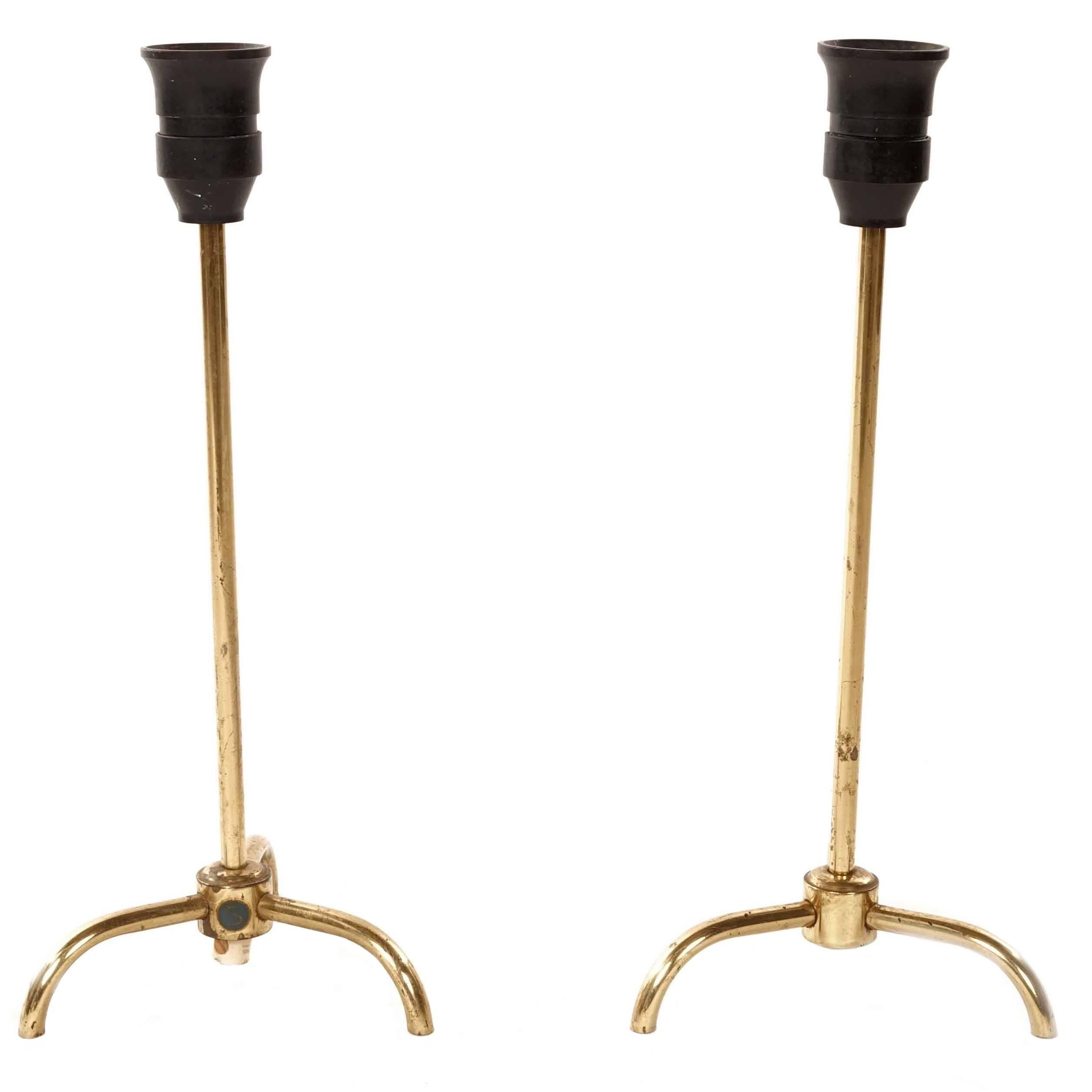 Pair of Stunning Brass Table Lamps, Sweden For Sale