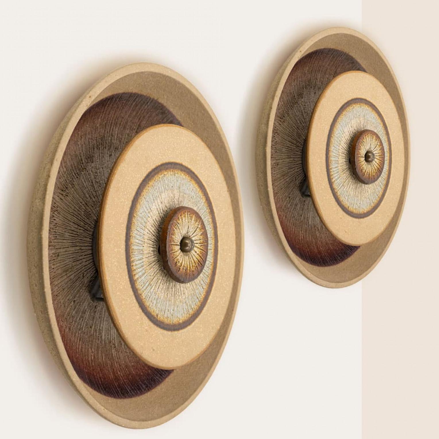 Pair of Stunning Ceramic Wall Light, Denmark, 1970 (Copy) In Good Condition For Sale In Rijssen, NL