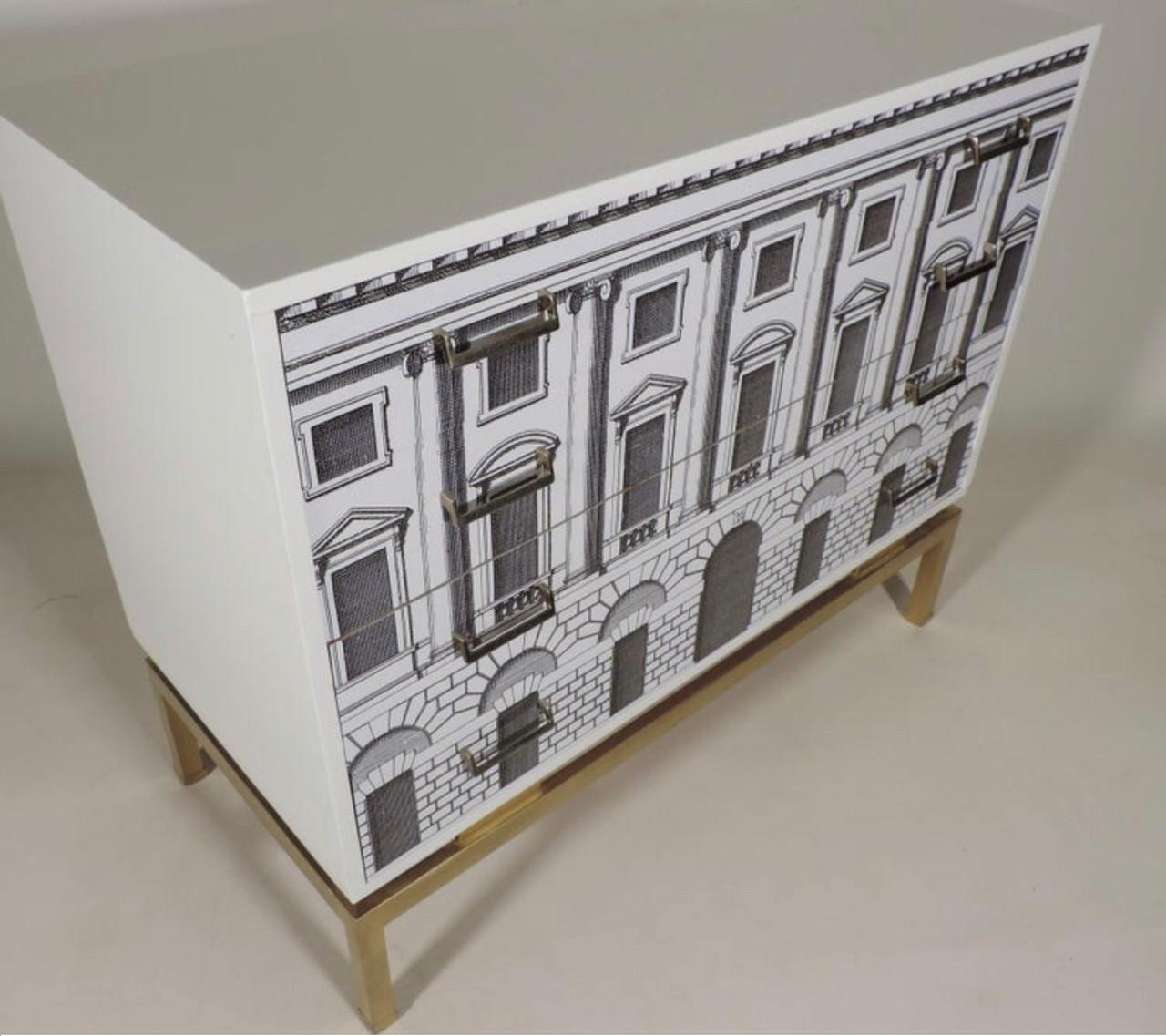 European Modern Pair of Stunning Chests of Drawers with Palladian Style Facade, France For Sale
