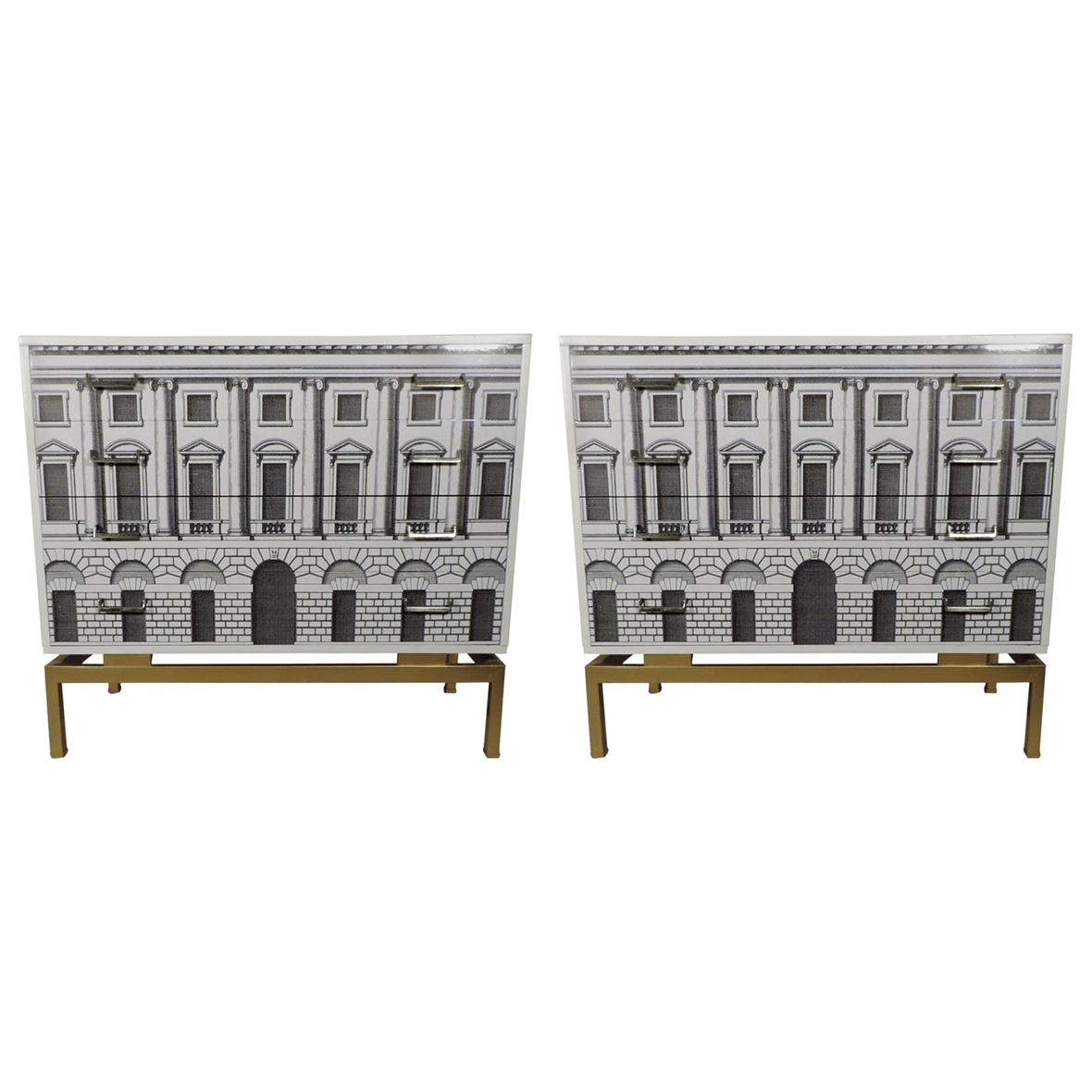 Modern Pair of Stunning Chests of Drawers with Palladian Style Facade, France For Sale