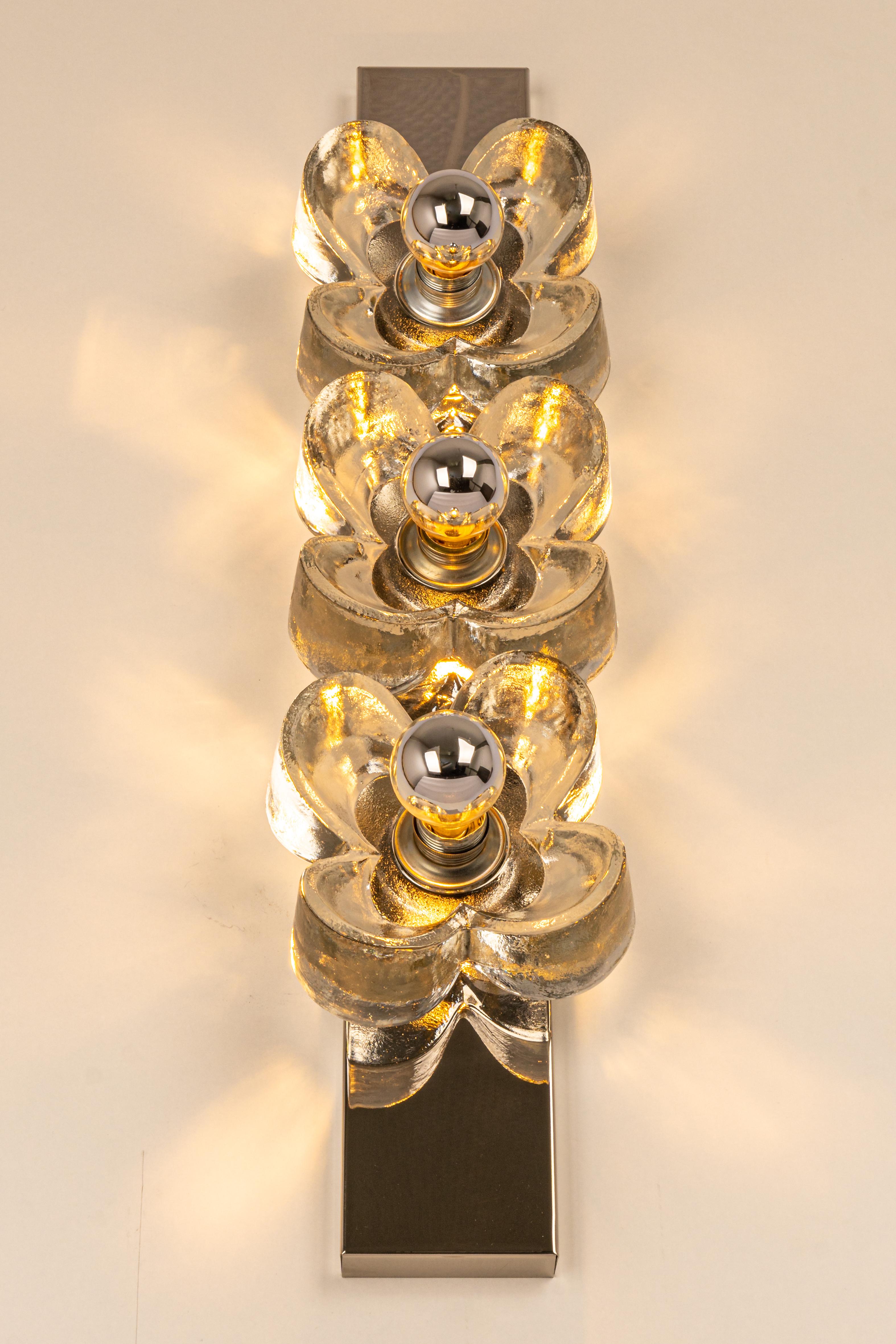 Pair of Stunning Chrome Glass Wall Light by Sische, Germany, 1970s 2