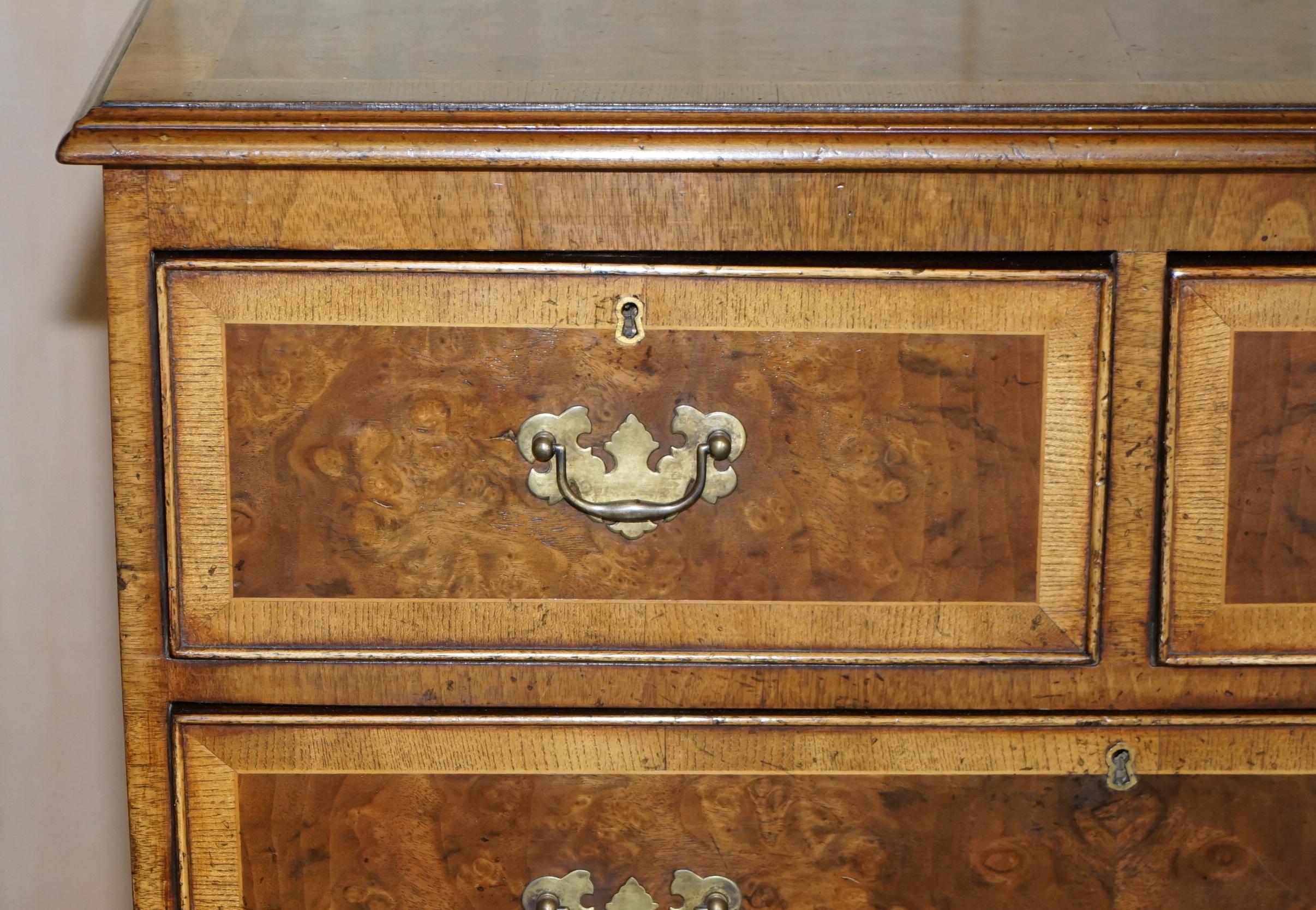 Early 20th Century Pair of Stunning circa 1900 Antique Burr Walnut Georgian Taste Chests of Drawers