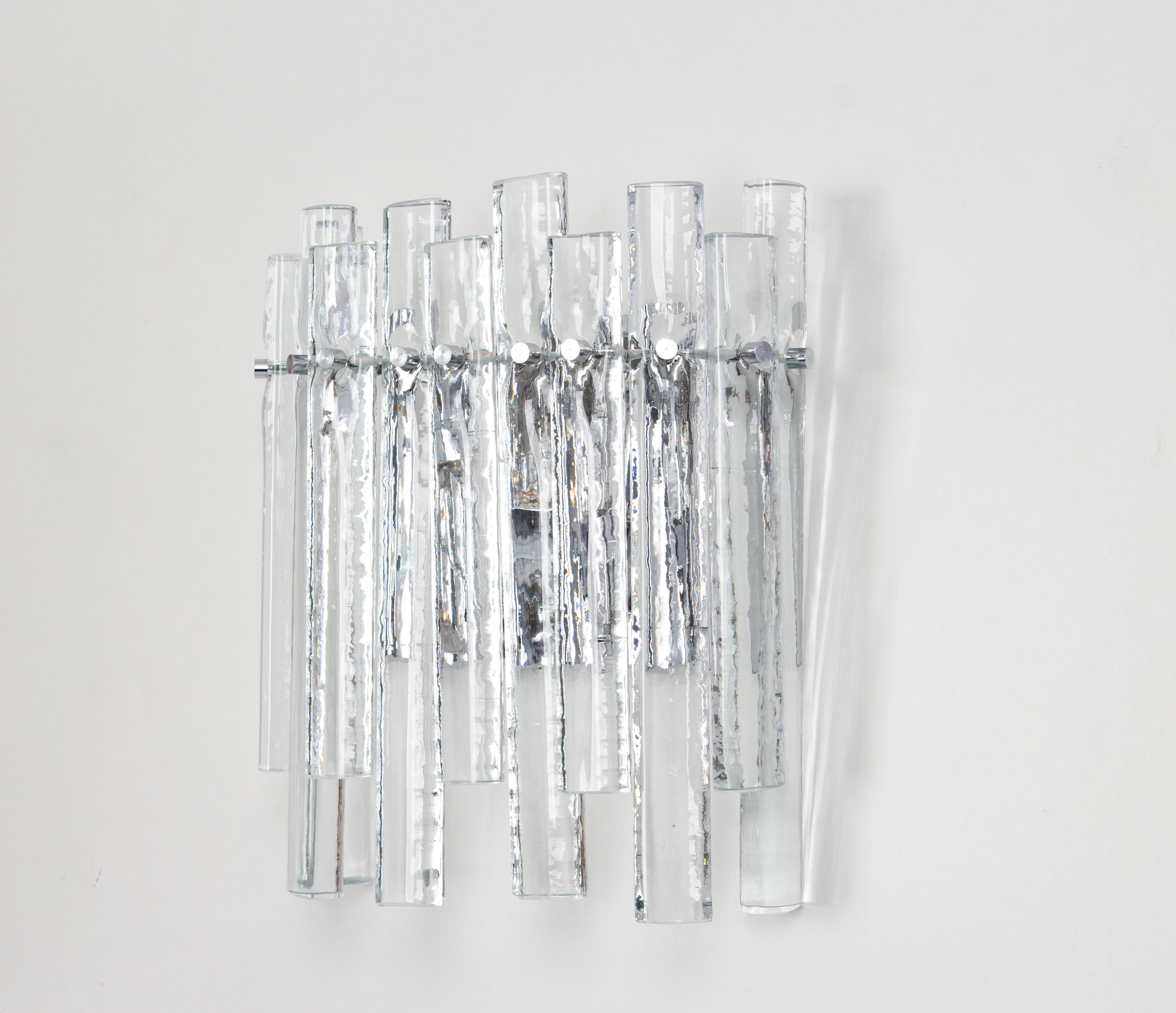 Mid-Century Modern Pair of Stunning Crystal Rod Sconces by Kinkeldey, Germany, 1970s For Sale