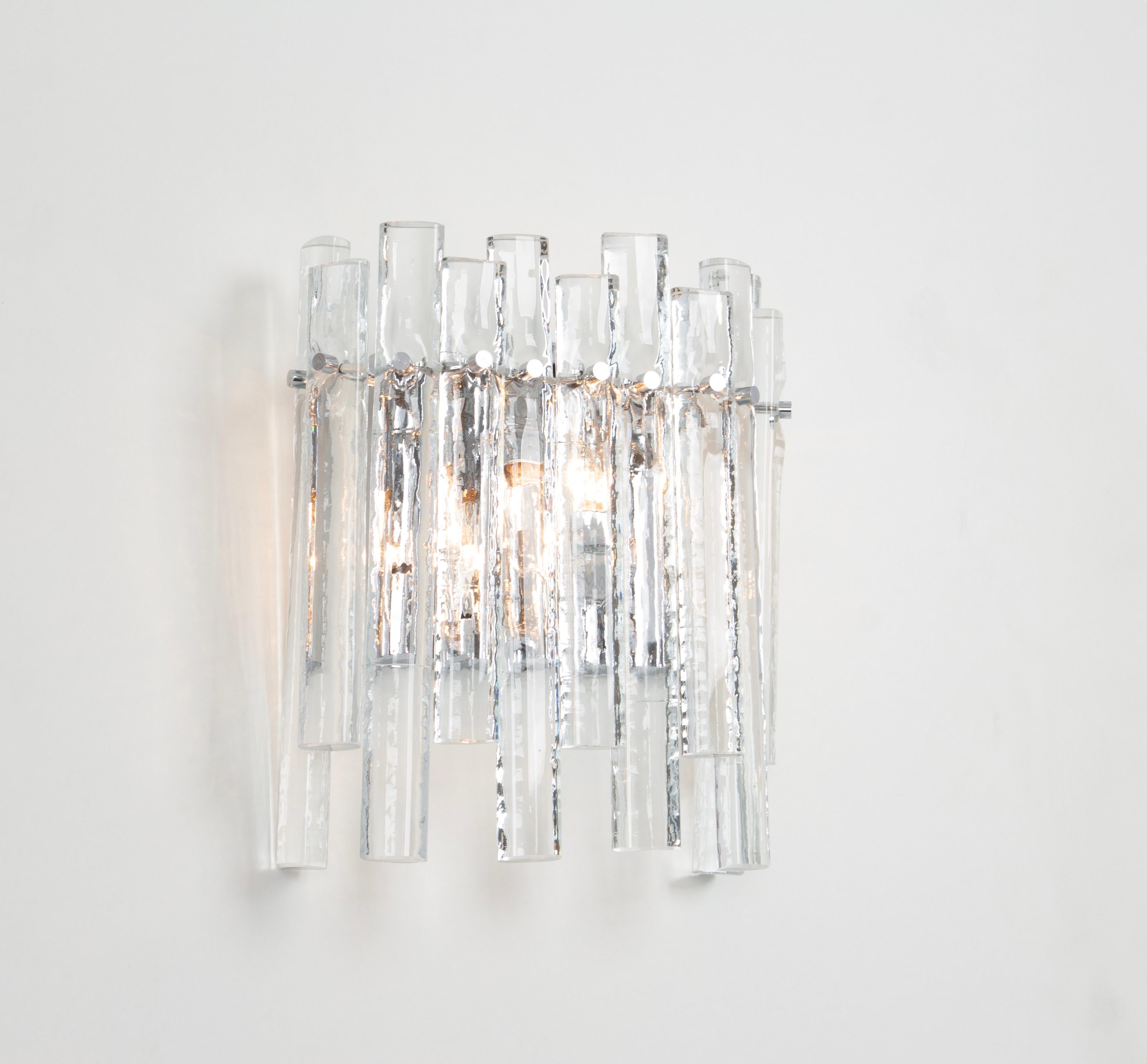 Late 20th Century Pair of Stunning Crystal Rod Sconces by Kinkeldey, Germany, 1970s For Sale