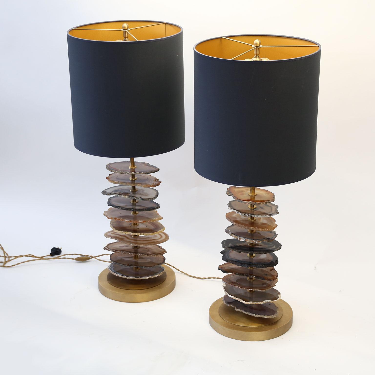 Pair of Stunning Custom Agate Lamps 4