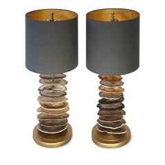 Pair of Stunning Custom Agate Lamps