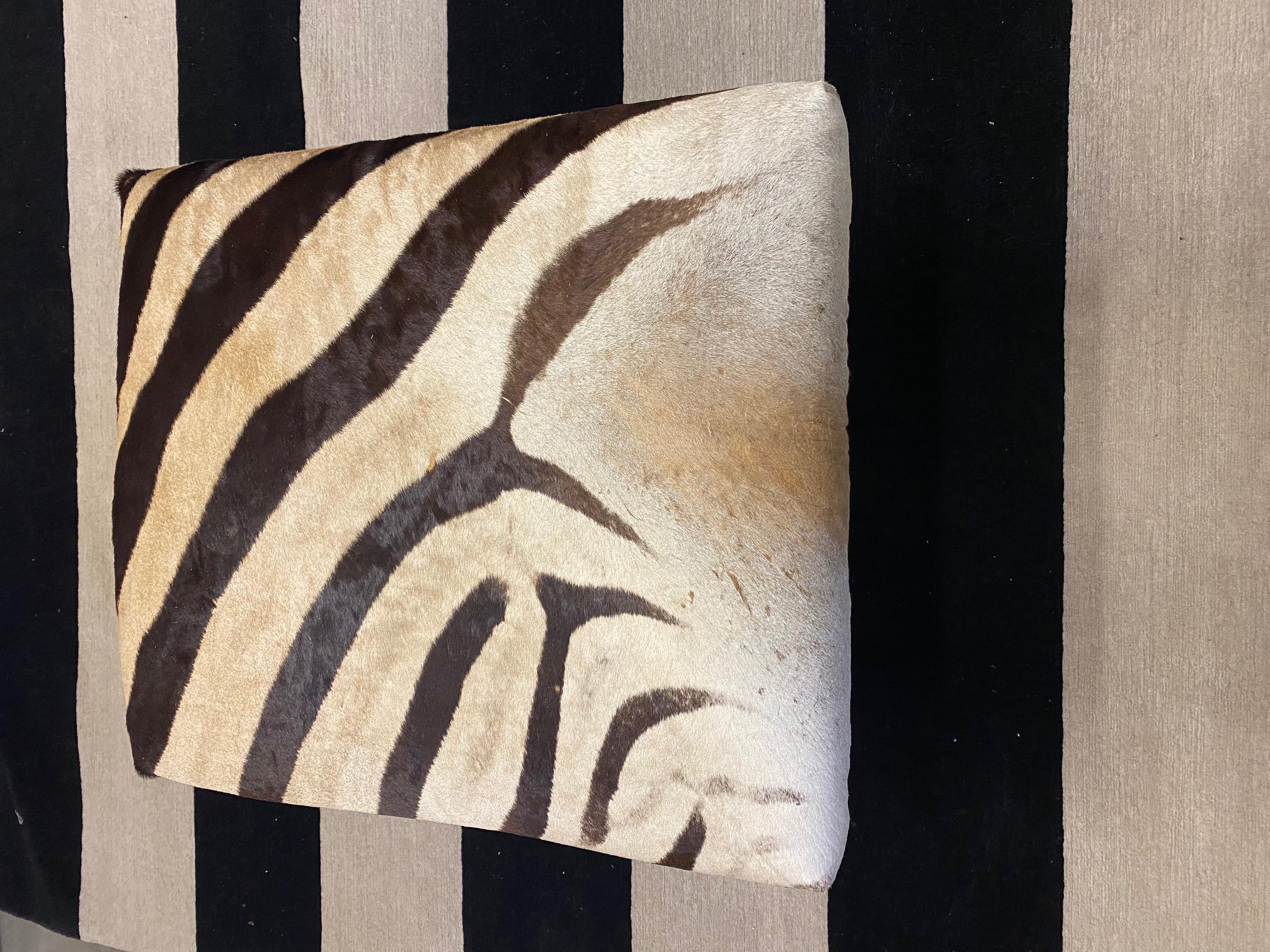 Pair of Stunning Custom One of a Kind Zebra Ottomans 5