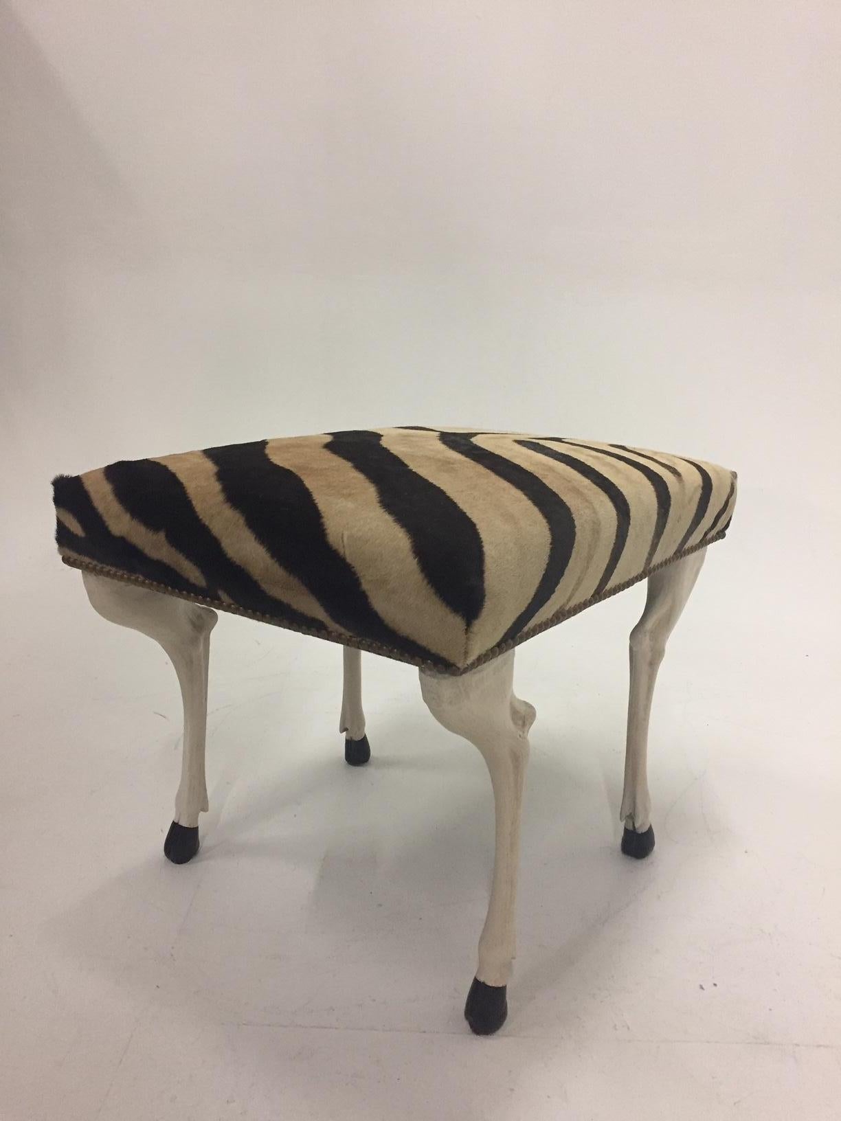Contemporary Pair of Stunning Custom One of a Kind Zebra Ottomans