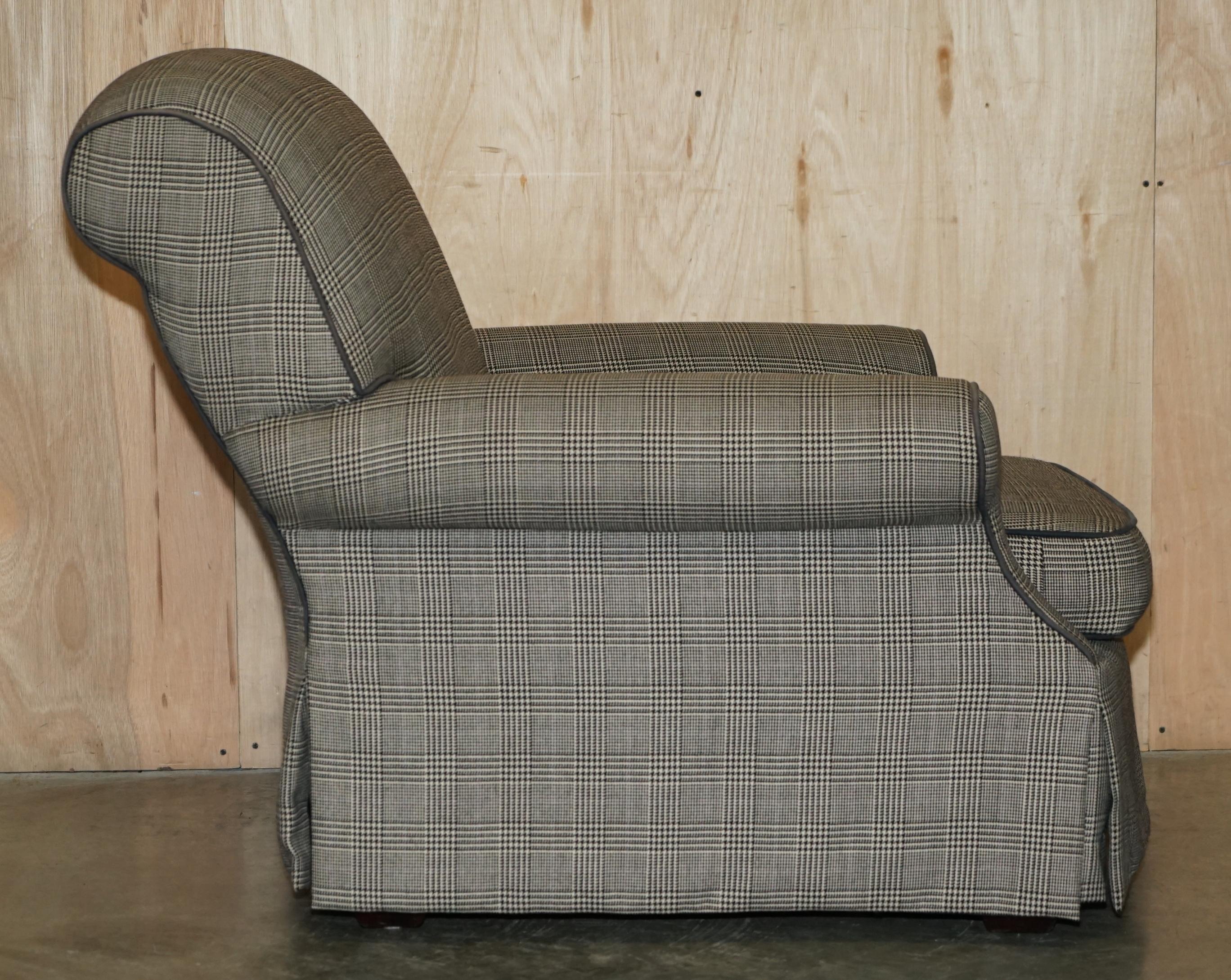 PAIRO DI STUPENDE POLTRONE EXTRA LARGE DI RALPH LAUREN IN TESSUTO TARTAN SCOZZESE in vendita 2