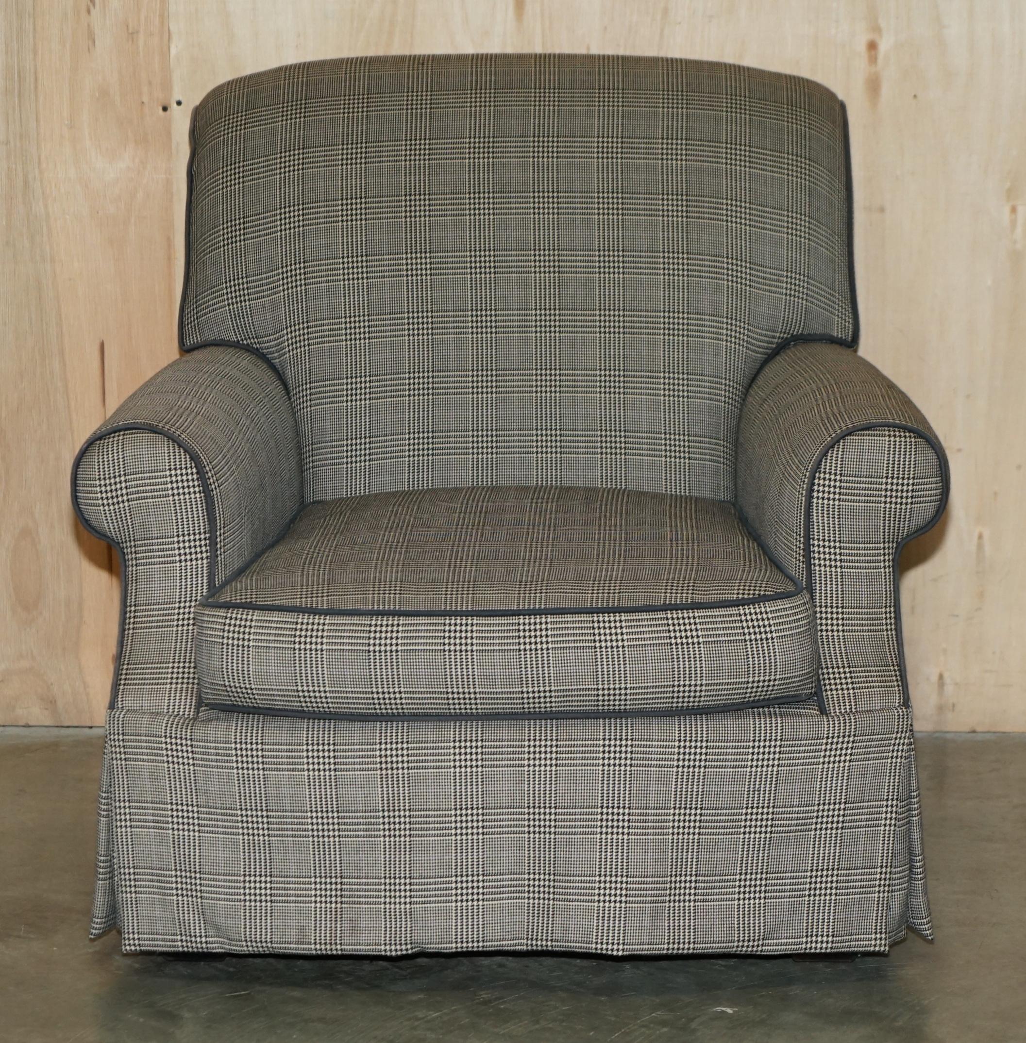 Country PAIRO DI STUPENDE POLTRONE EXTRA LARGE DI RALPH LAUREN IN TESSUTO TARTAN SCOZZESE in vendita