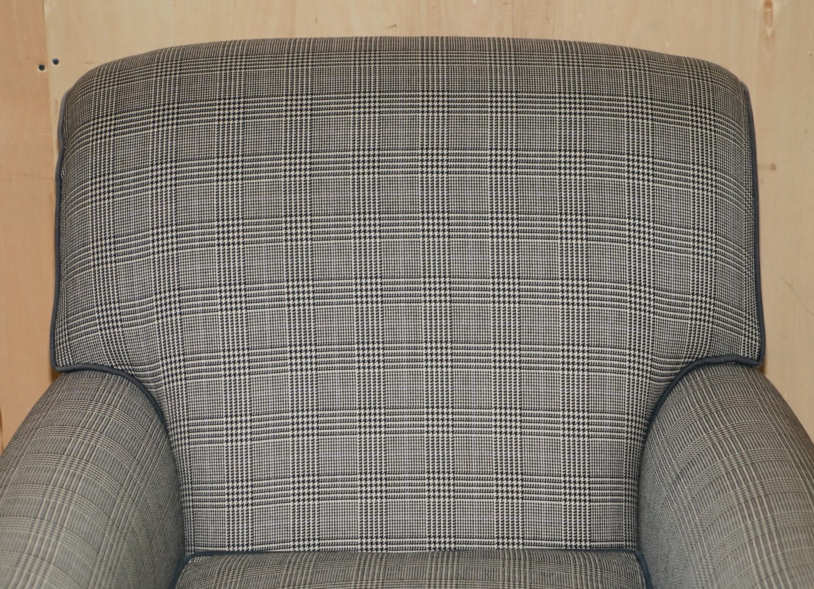 Americano PAIRO DI STUPENDE POLTRONE EXTRA LARGE DI RALPH LAUREN IN TESSUTO TARTAN SCOZZESE in vendita