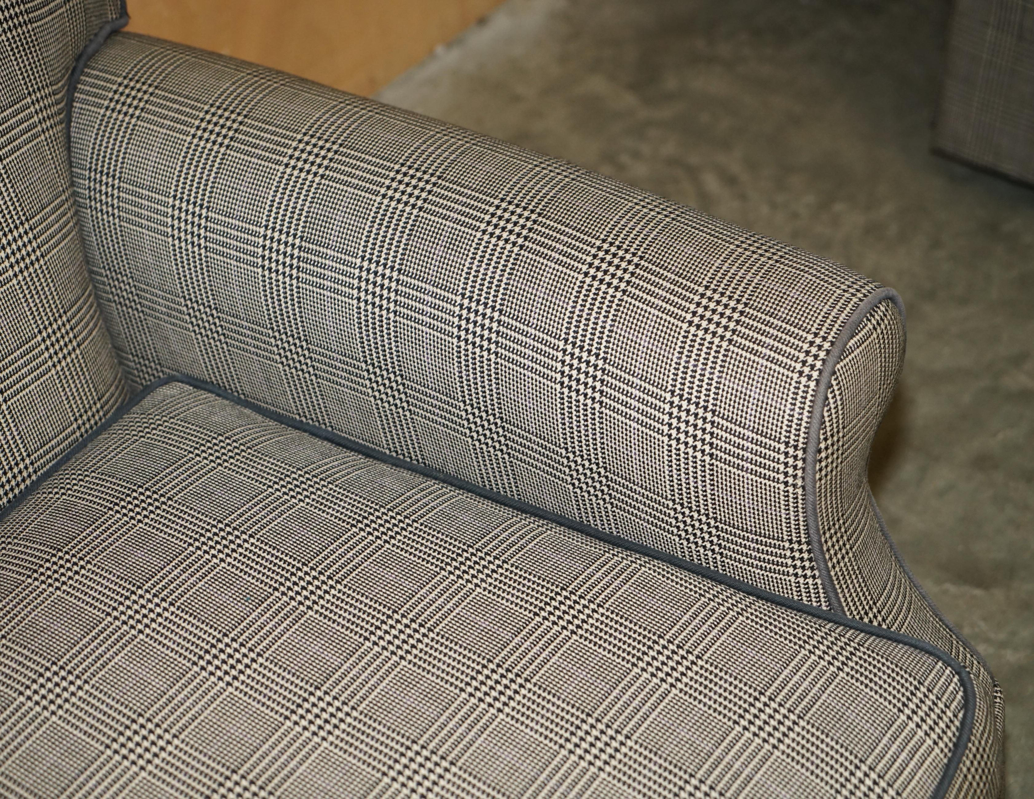 XX secolo PAIRO DI STUPENDE POLTRONE EXTRA LARGE DI RALPH LAUREN IN TESSUTO TARTAN SCOZZESE in vendita