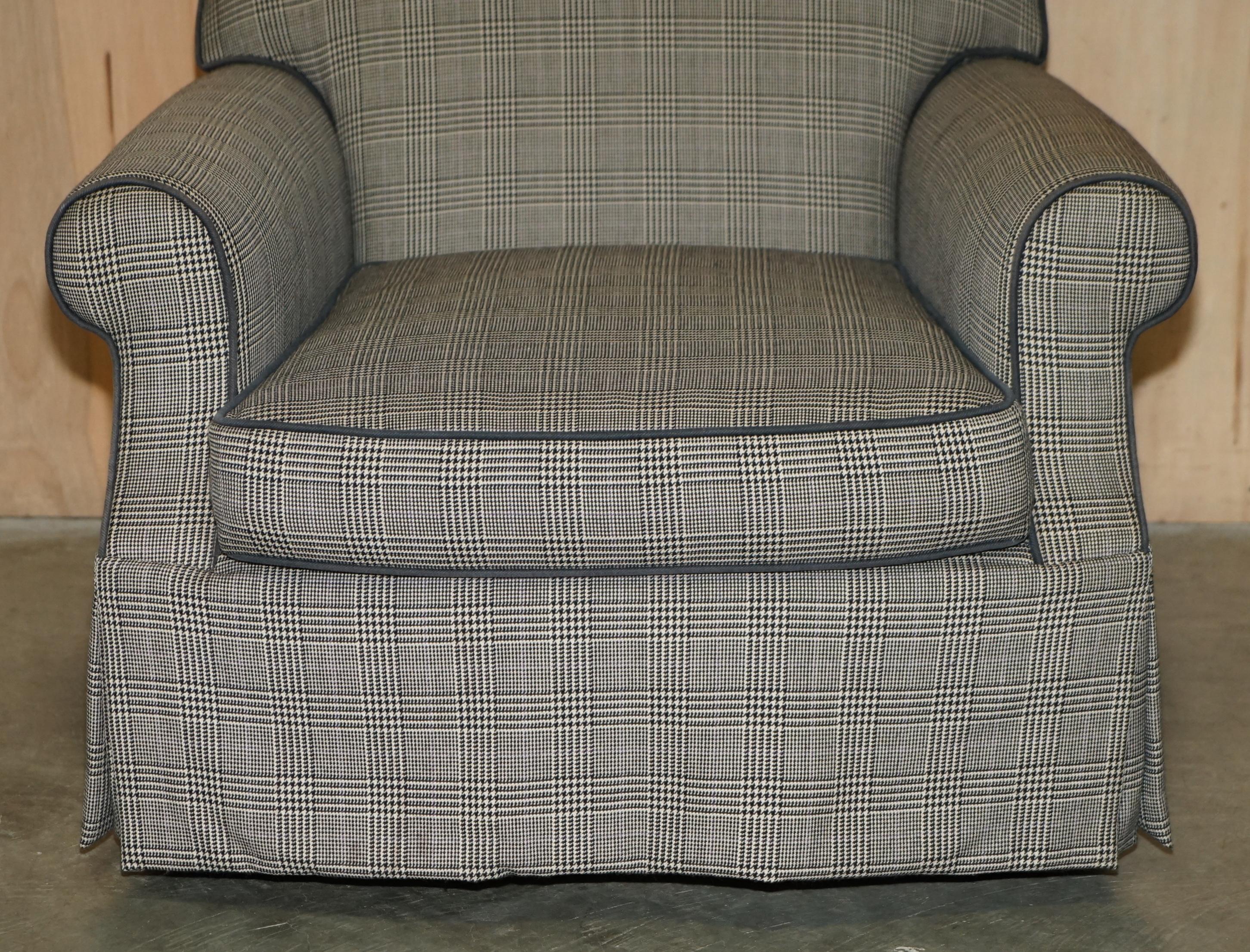 Tappezzeria PAIRO DI STUPENDE POLTRONE EXTRA LARGE DI RALPH LAUREN IN TESSUTO TARTAN SCOZZESE in vendita
