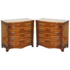 Pair of Stunning Flamed Hardwood Georgian Style Chests of Drawers Serving Trays