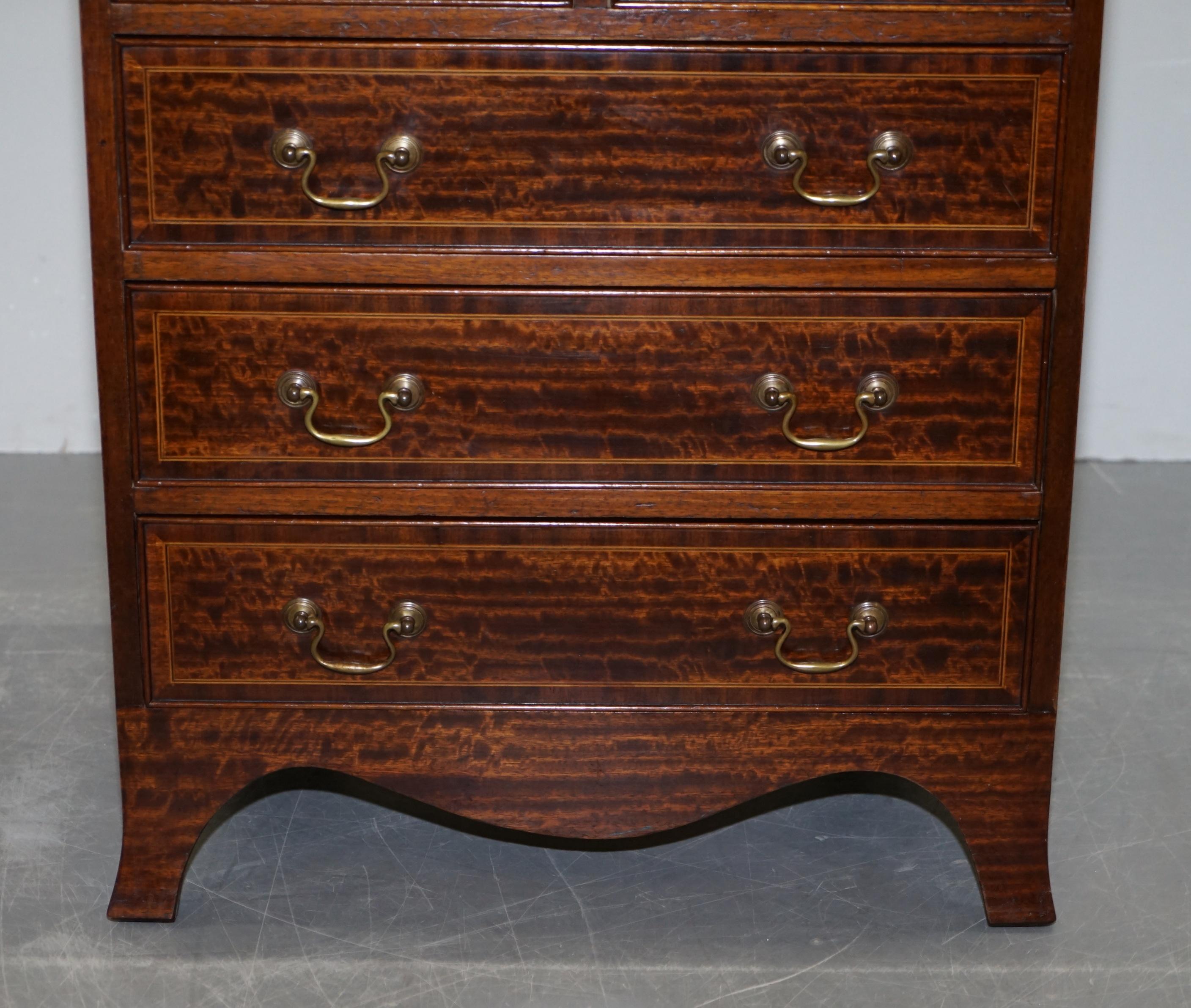 Pair of Stunning Flamed Hardwood Side Table Sized Chests of Drawers Serving Tray 9