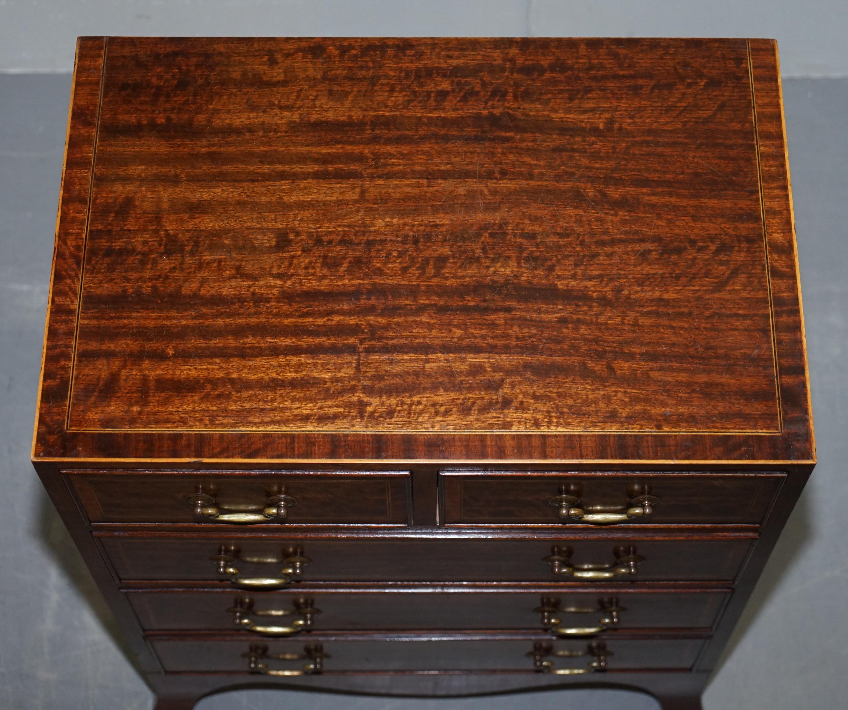 Pair of Stunning Flamed Hardwood Side Table Sized Chests of Drawers Serving Tray 10