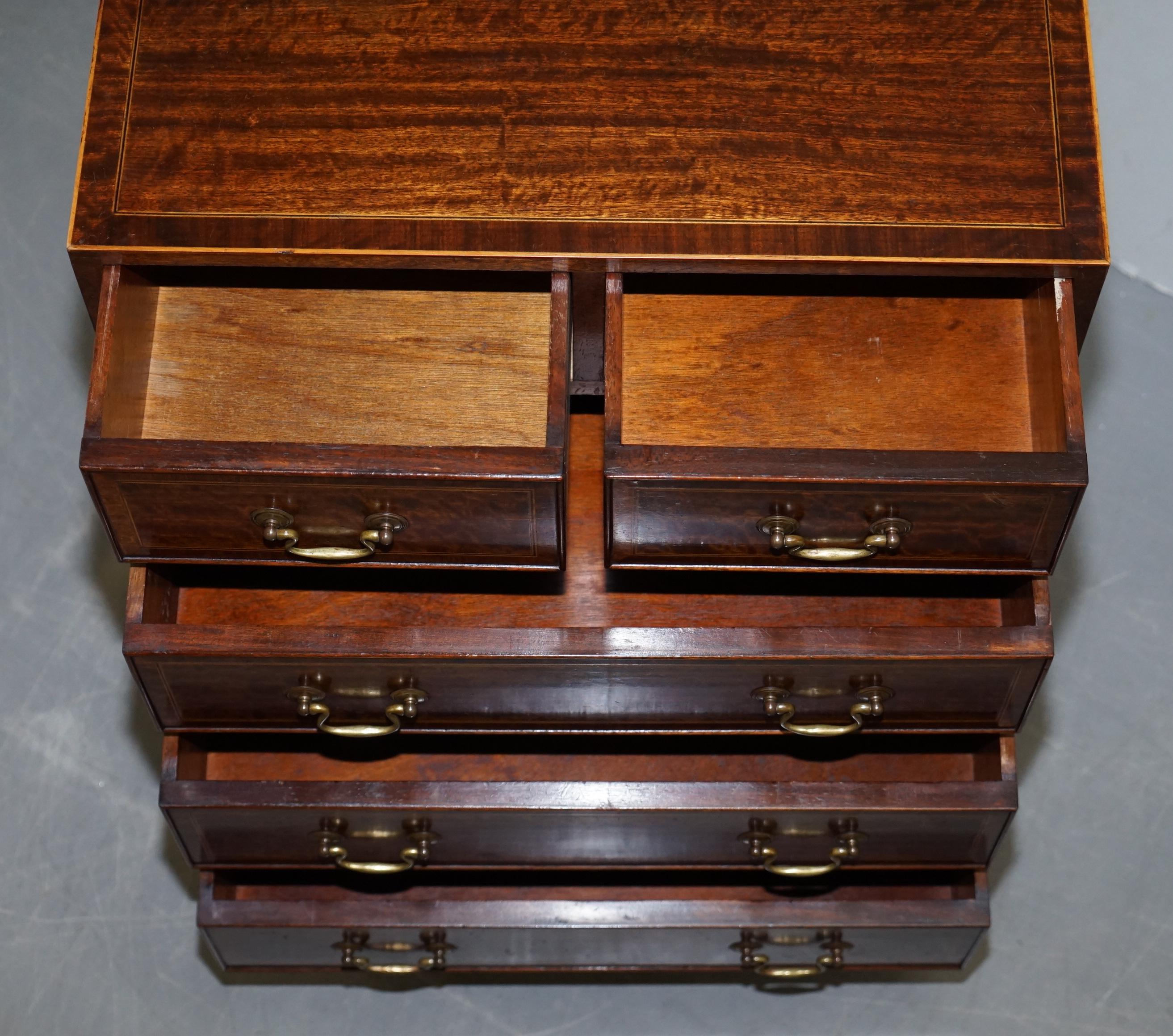 Pair of Stunning Flamed Hardwood Side Table Sized Chests of Drawers Serving Tray 13