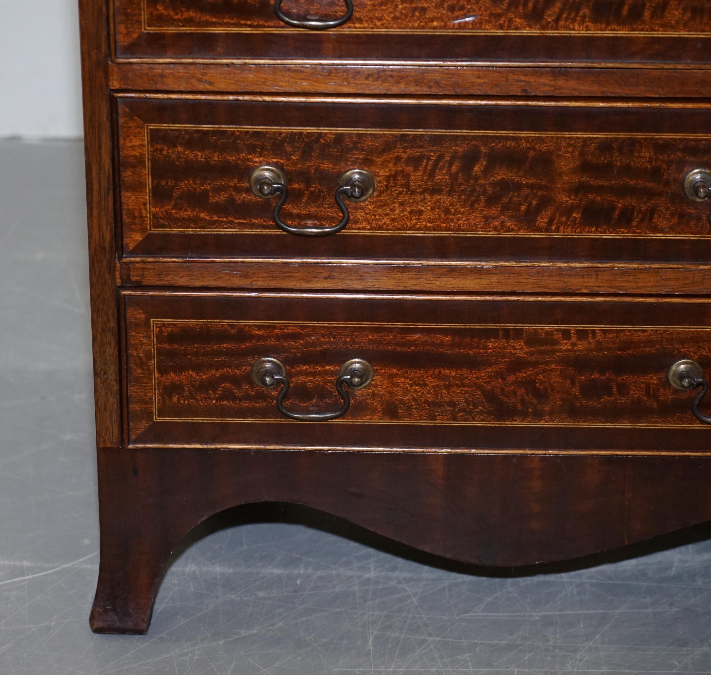 19th Century Pair of Stunning Flamed Hardwood Side Table Sized Chests of Drawers Serving Tray