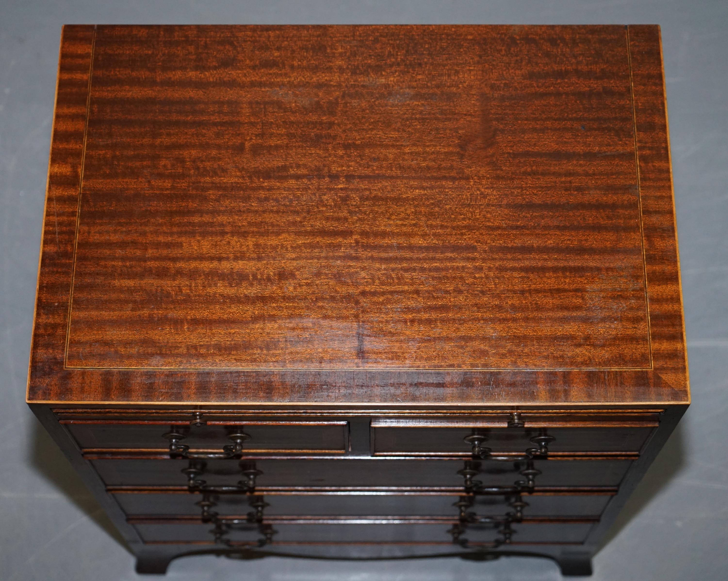 Leather Pair of Stunning Flamed Hardwood Side Table Sized Chests of Drawers Serving Tray