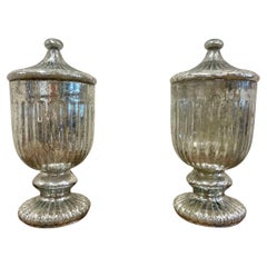 Pair of Stunning French Mercury Glass Urns