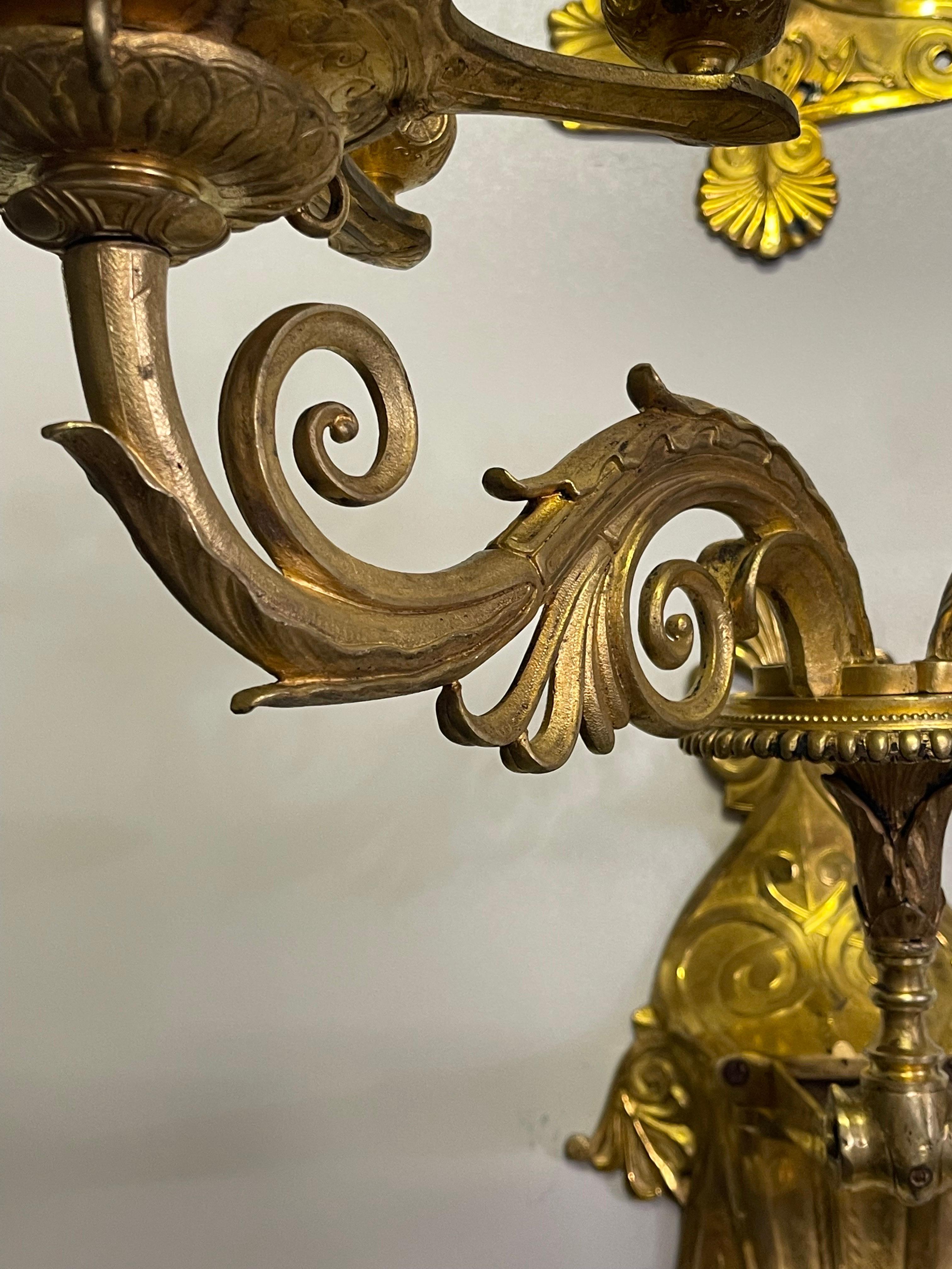 Pair of Stunning Russian Empire Period Ormolu Wall Sconces , ca. 1820s For Sale 5