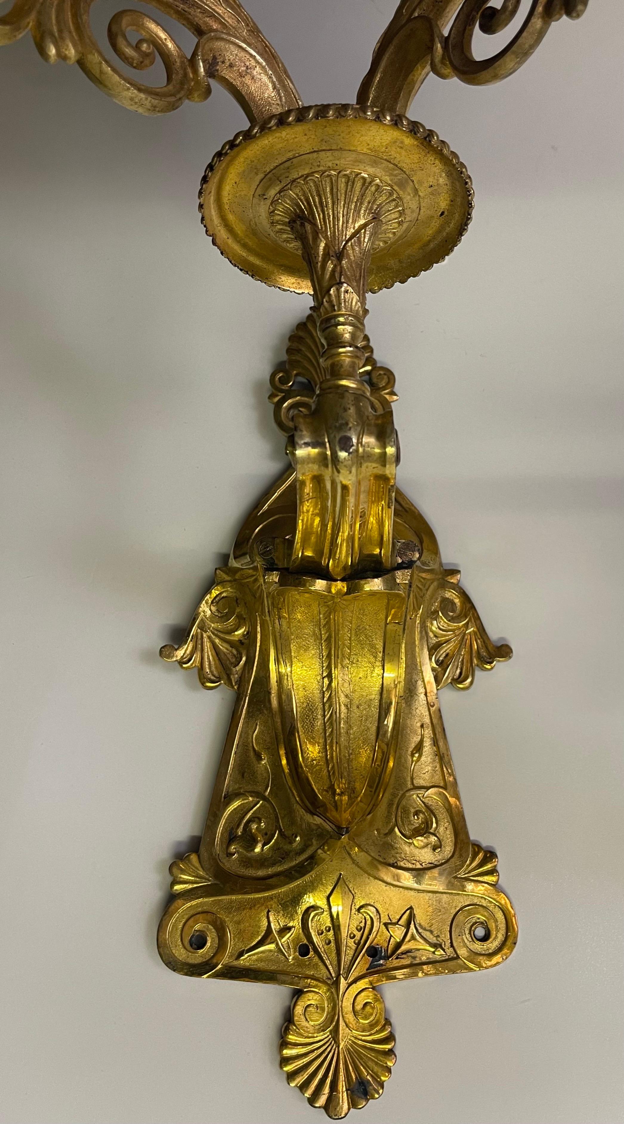 Pair of Stunning Russian Empire Period Ormolu Wall Sconces , ca. 1820s For Sale 6