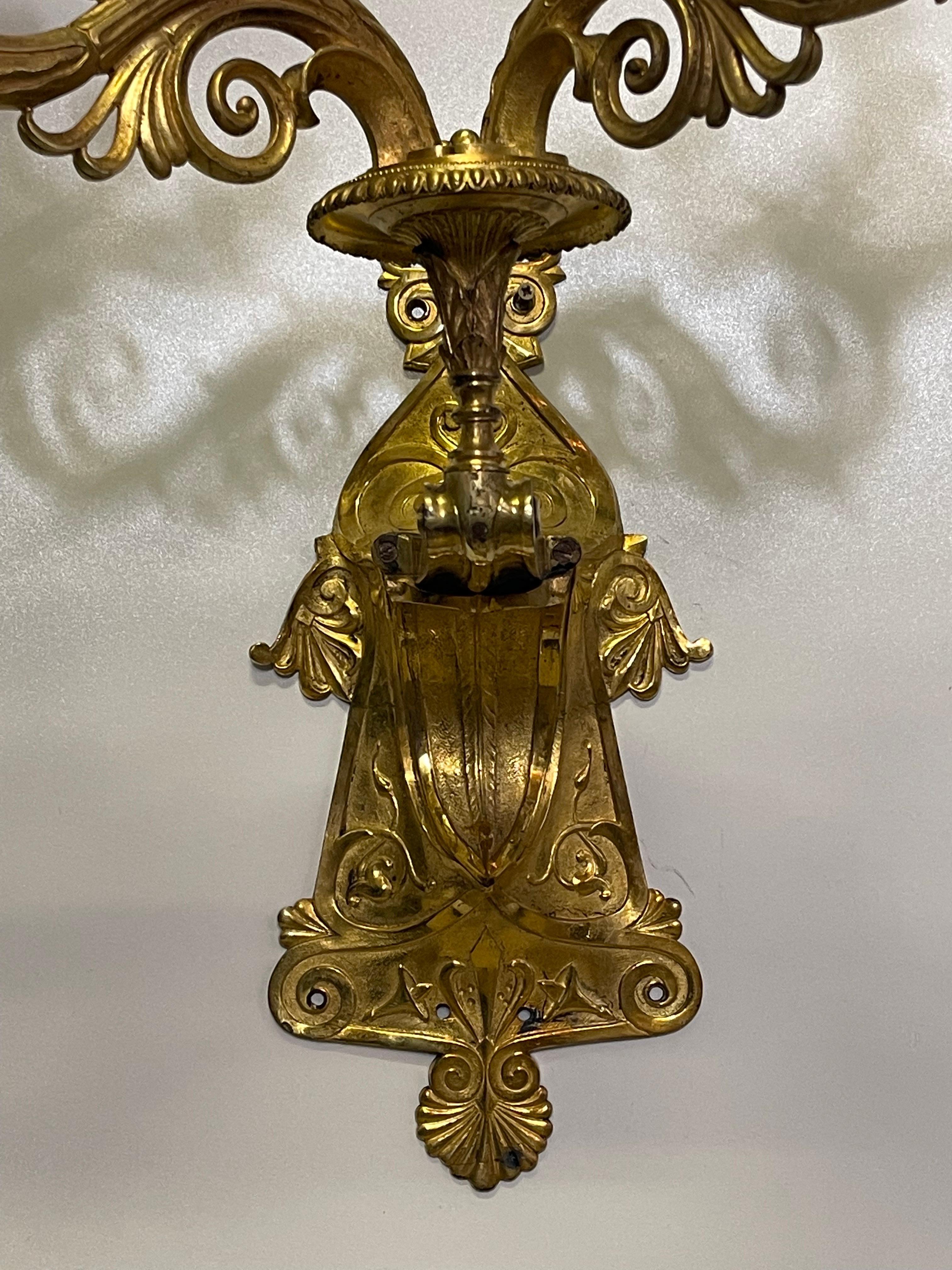 Pair of Stunning Russian Empire Period Ormolu Wall Sconces , ca. 1820s For Sale 7