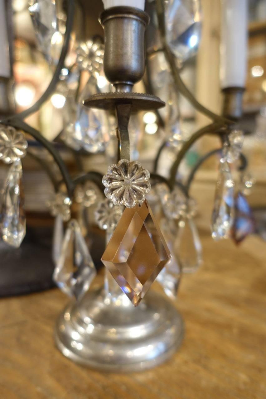 20th Century Pair of Stunning French Prism Candelabra