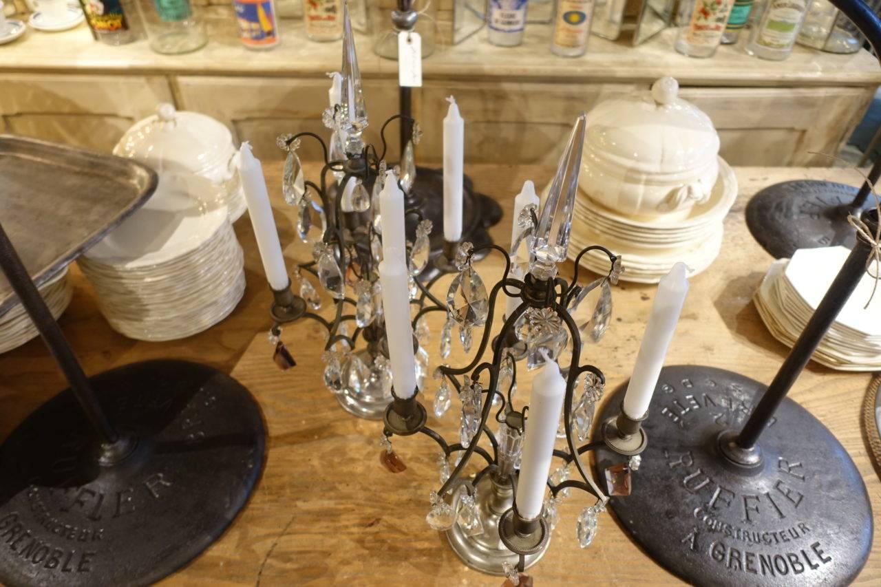 Pair of Stunning French Prism Candelabra 2