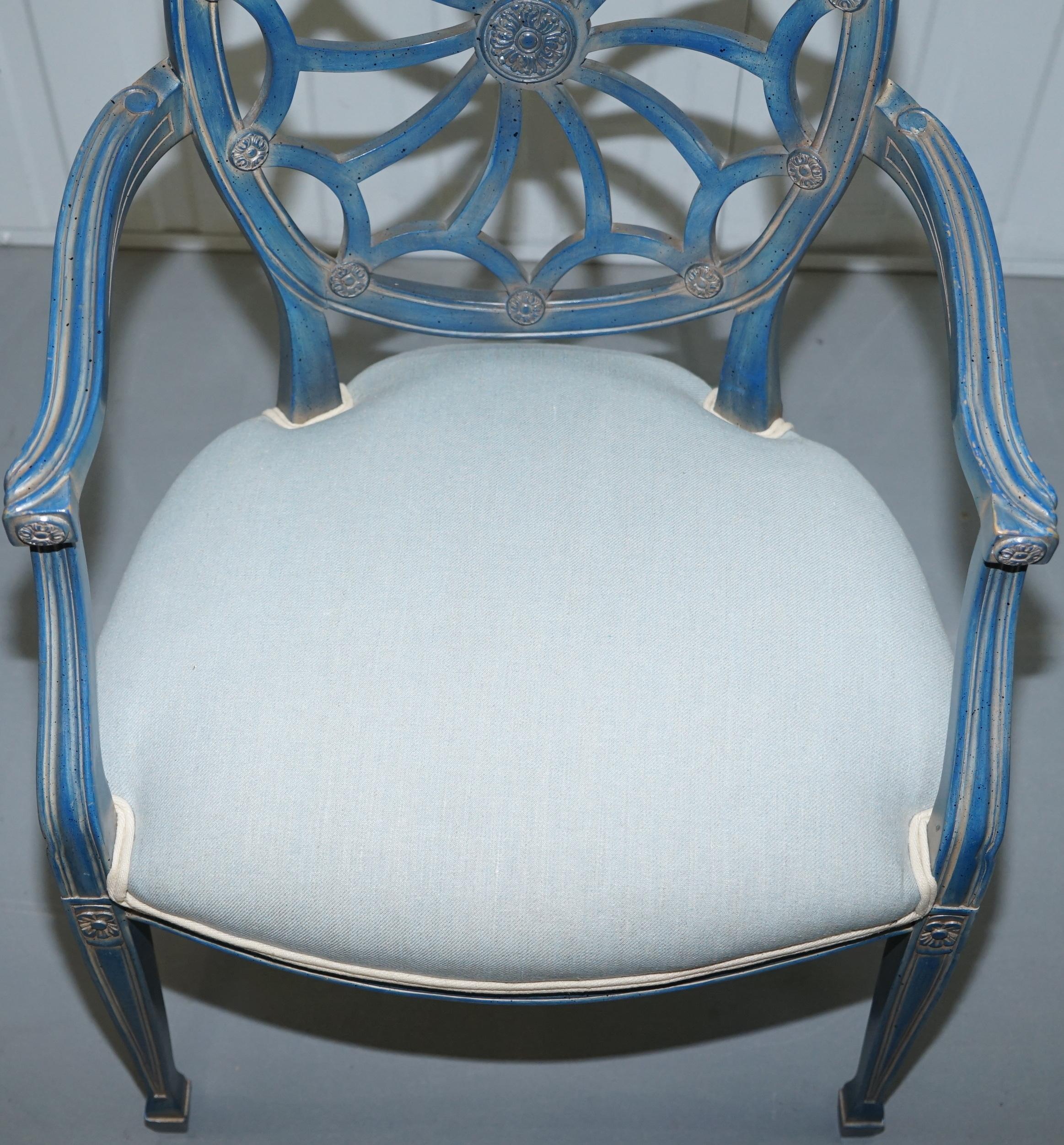 Hand-Carved Pair of Stunning George Hepplewhite Spider Web Back Occasional Chairs Armchairs