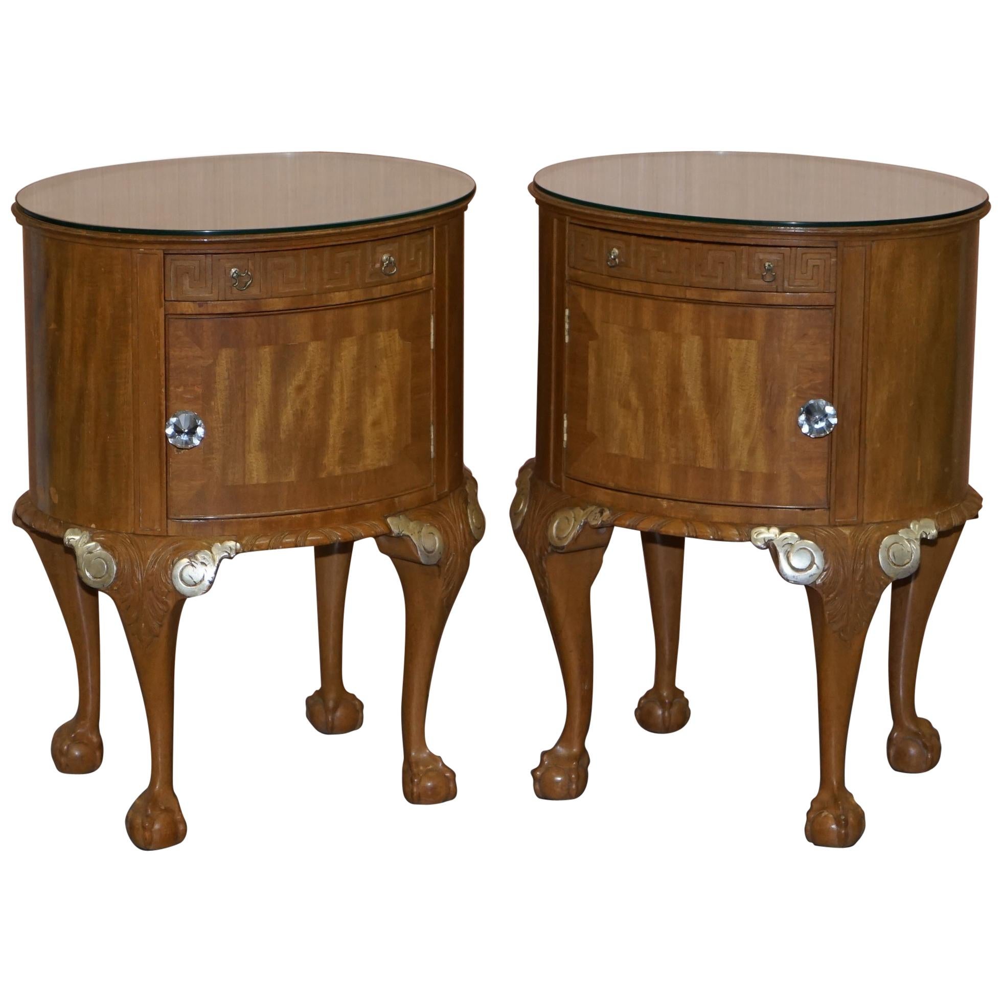 Pair of Stunning Gillows Bedside Tables Ornate Claw and Ball Feet Part of Suite
