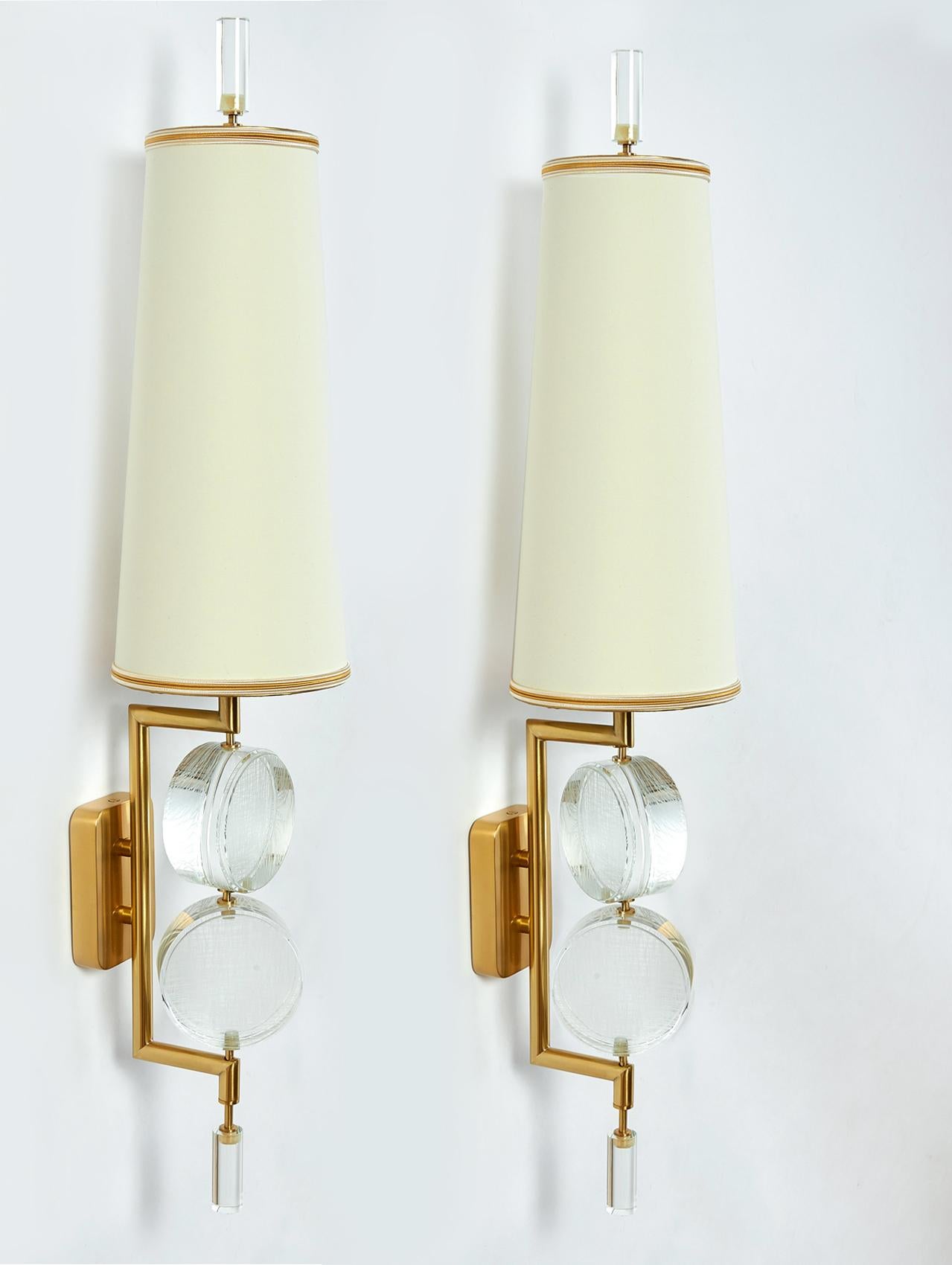 Modern Pair of Stunning Glass Bottoni Sconces by Roberto Rida, 2018