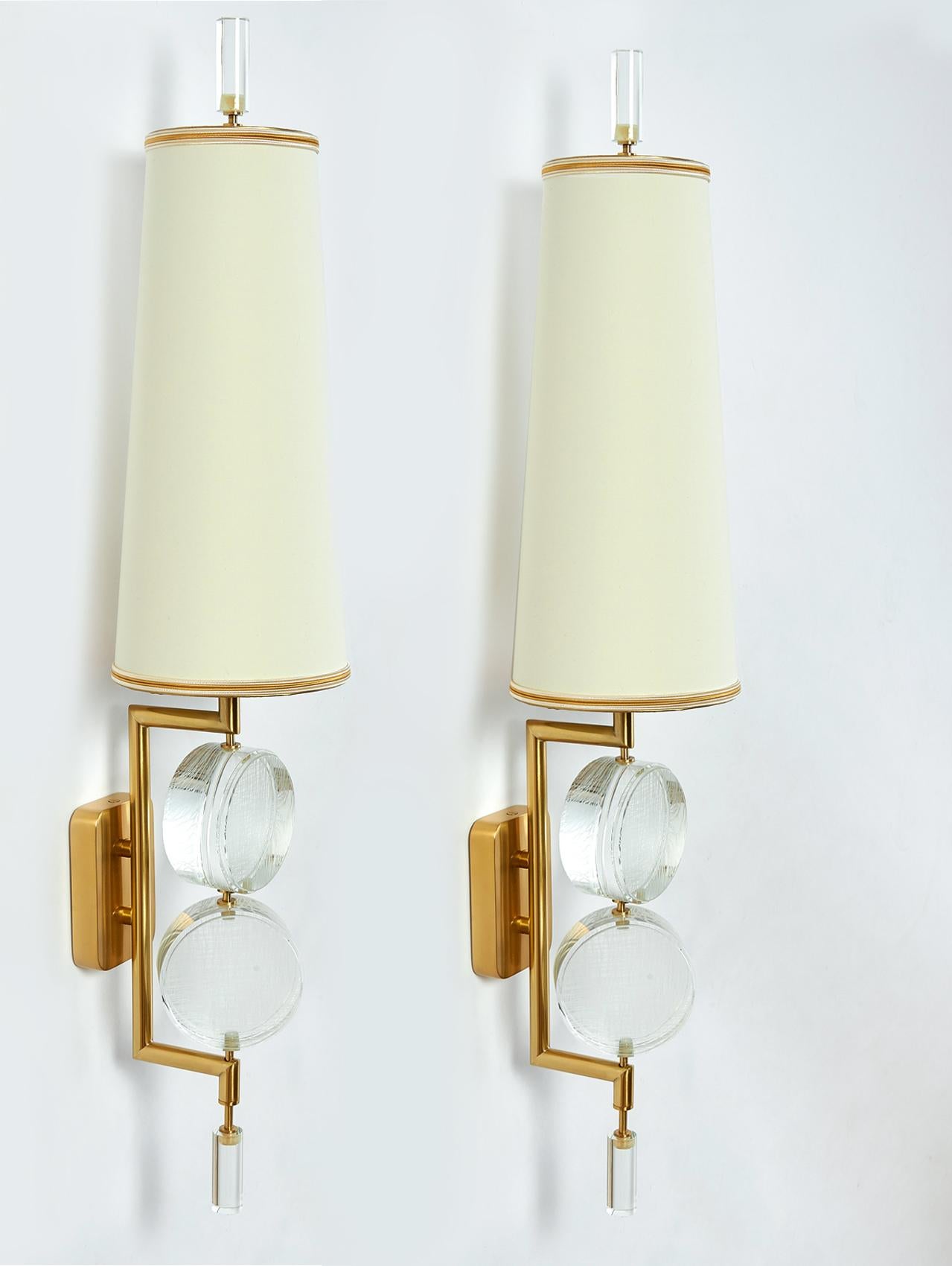 Italian Pair of Stunning Glass Bottoni Sconces by Roberto Rida, 2018