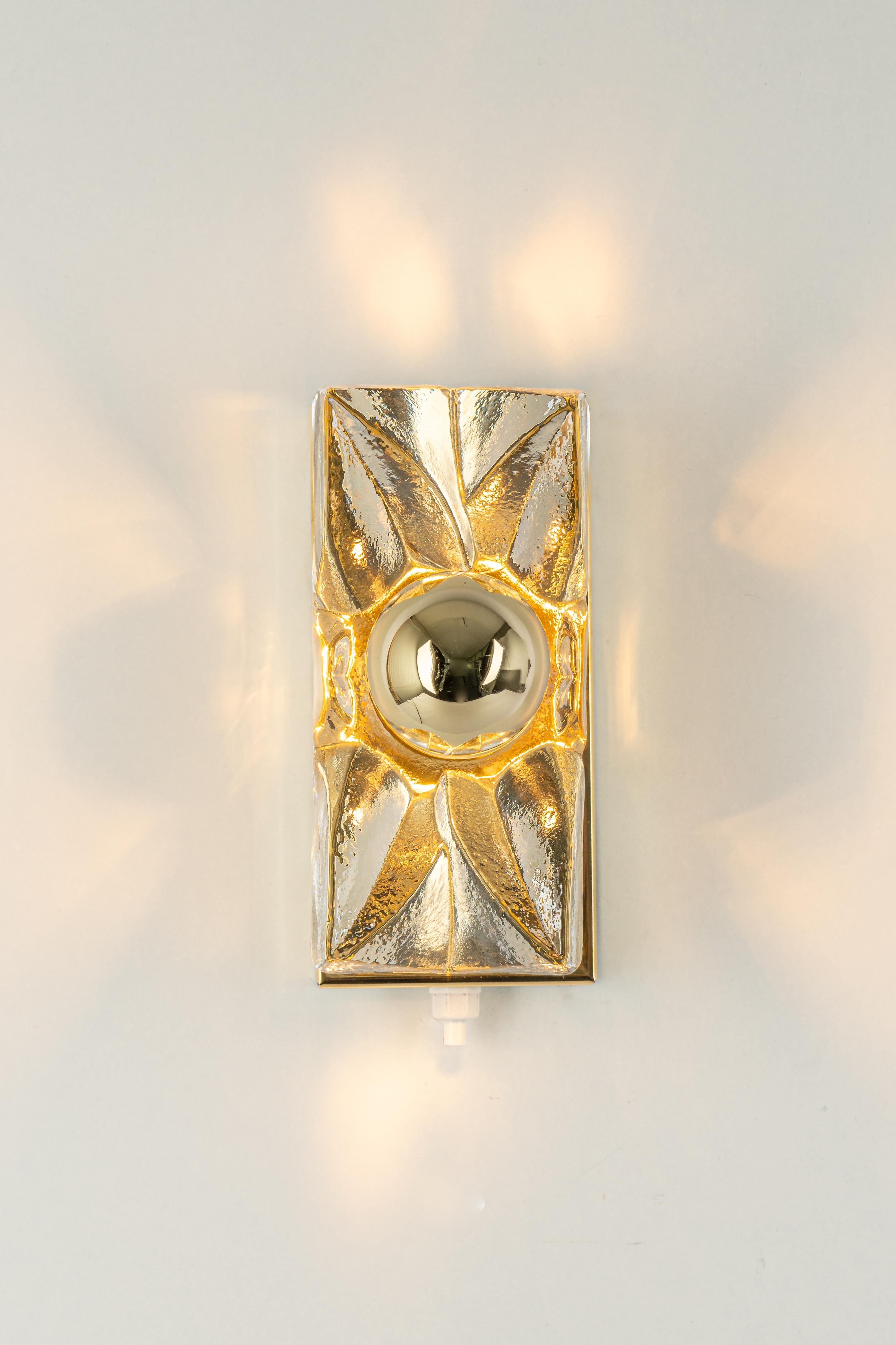 Late 20th Century Pair of Stunning Glass Wall Light by Sische, Germany, 1970s For Sale