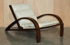 PAIR OF STUNNiNG GUGLIELMO ULRICH MACASSAR EBONY CREAM LEATHER LOUNGE ARMCHAIRS